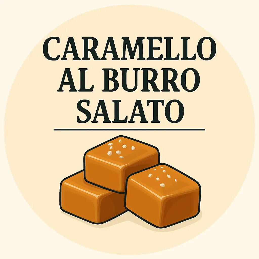 Etichetta con il testo "Caramello al burro salato"