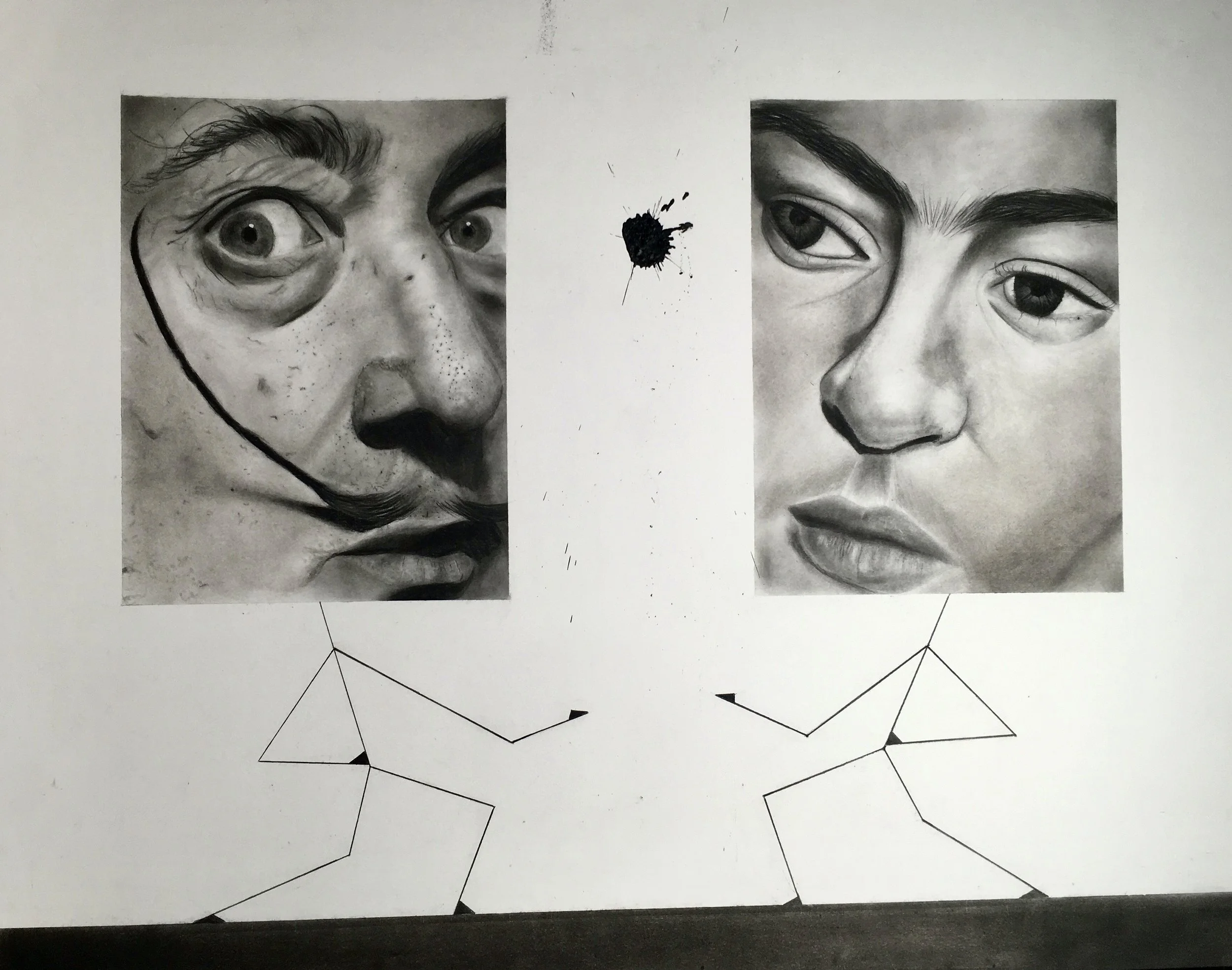 Fridali Mountain. 2024, Charcoal, Graphite, and Oil Pastel, 60.96 × 45.72cm