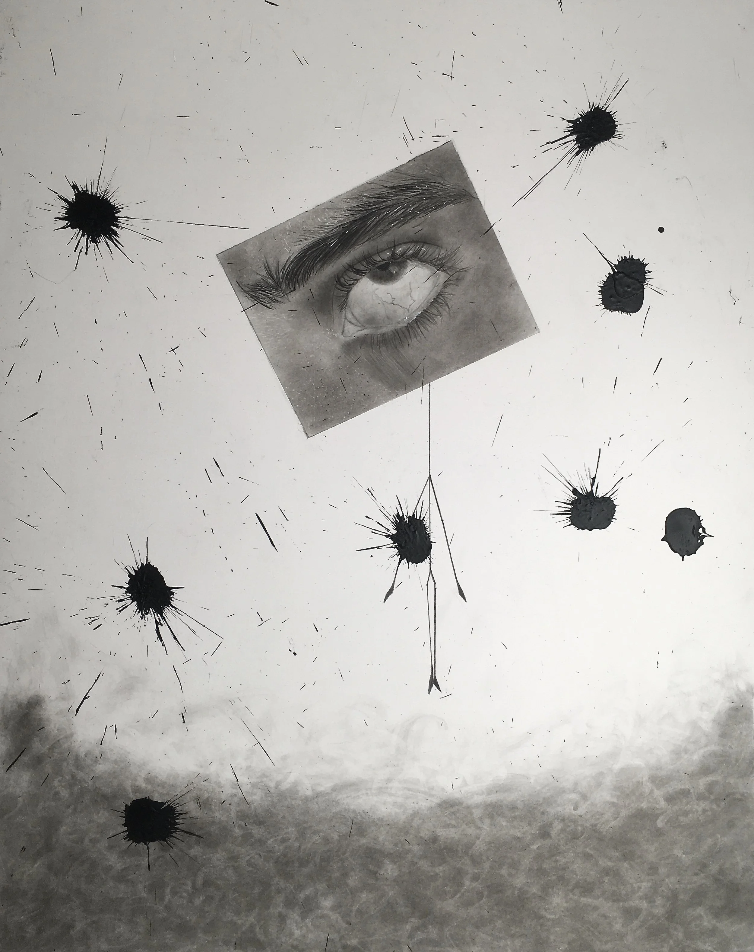 Alone. 2024, Charcoal, Graphite, and Oil Pastel, 45.72 × 60.96 cm