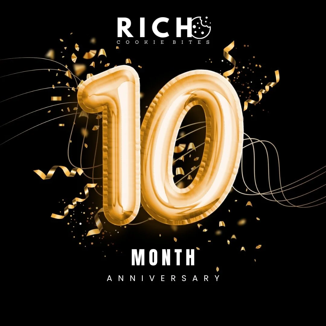 🥳 we&rsquo;re 10 months today and we couldn&rsquo;t have made it this far without all of our #RICHCookieJunkies 🥹 ps. help us celebrate &bull; place your orders at richcookiebites.com 🍪 

&mdash; 

#gourmetcookies #cookies #richcookiebites #homema