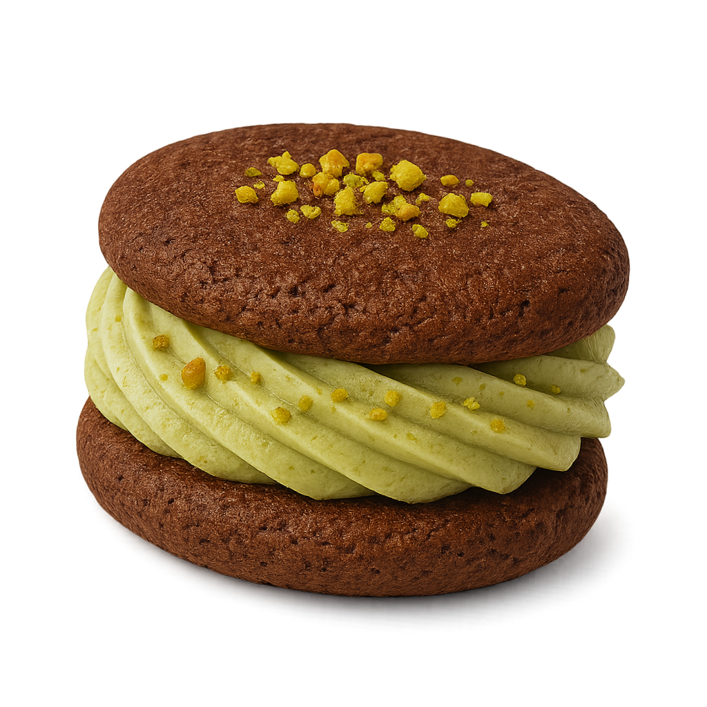 Rich chocolate cookies filled with creamy pistachio spread – Nutchio gourmet cookie recipe