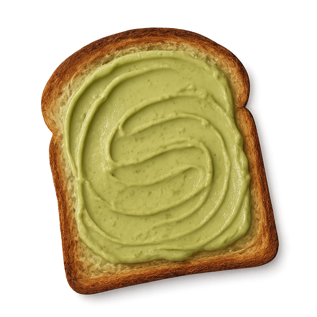 Slice of toasted bread with spreading of pistachio