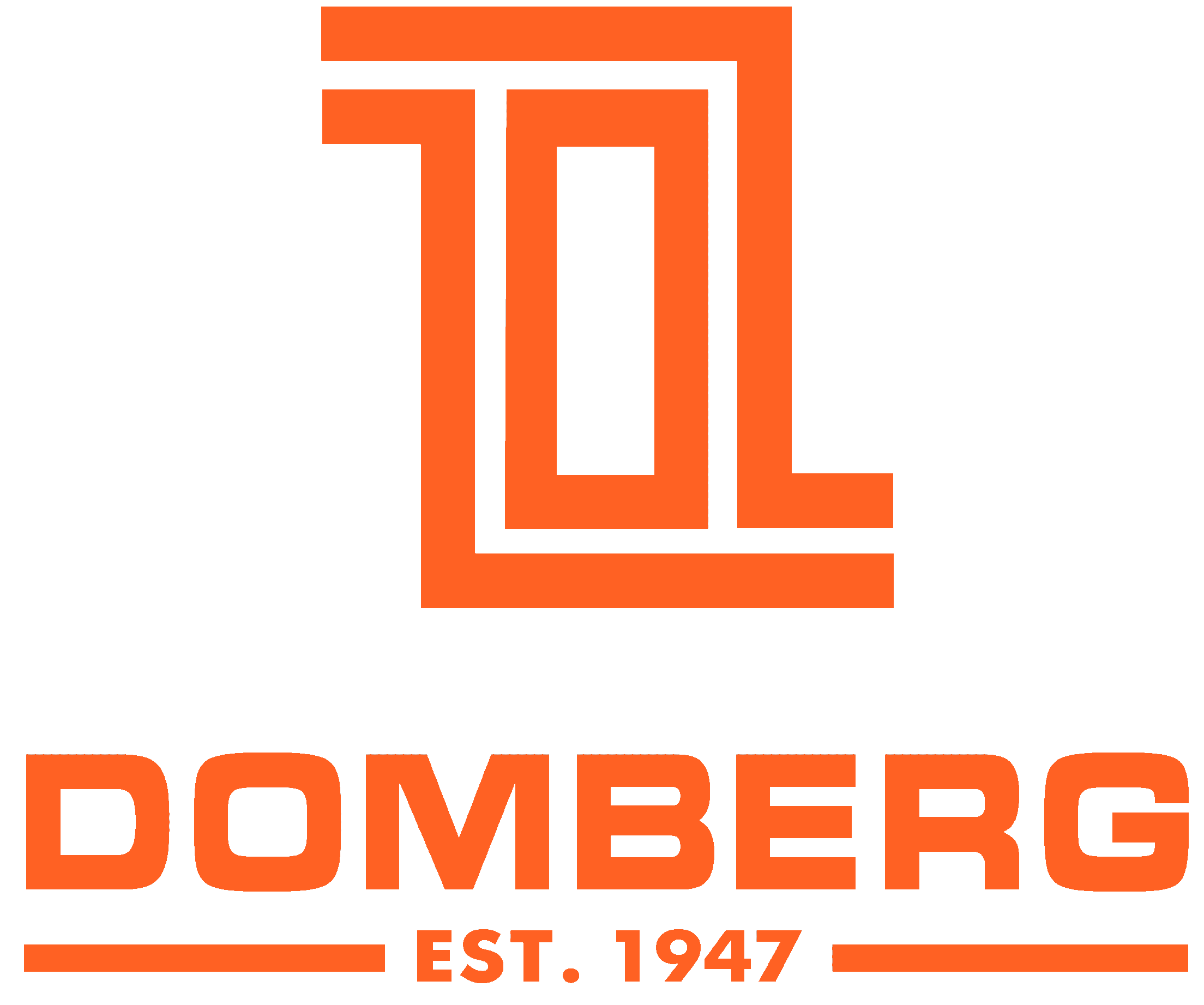 The D. F. Domburg logo featuring an orange and black stylized monogram with the text 'D. F. Domburg' and 'Est. 1947' below it.