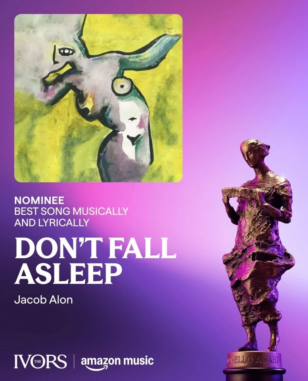 Congratulations @jacobalon on being nominated for 2 Ivor Novello Awards!!

When Jacob and I first met, we went down to London at the time of the Ivors to record some music and ended up sneaking into some parties around the awards in the evening. What