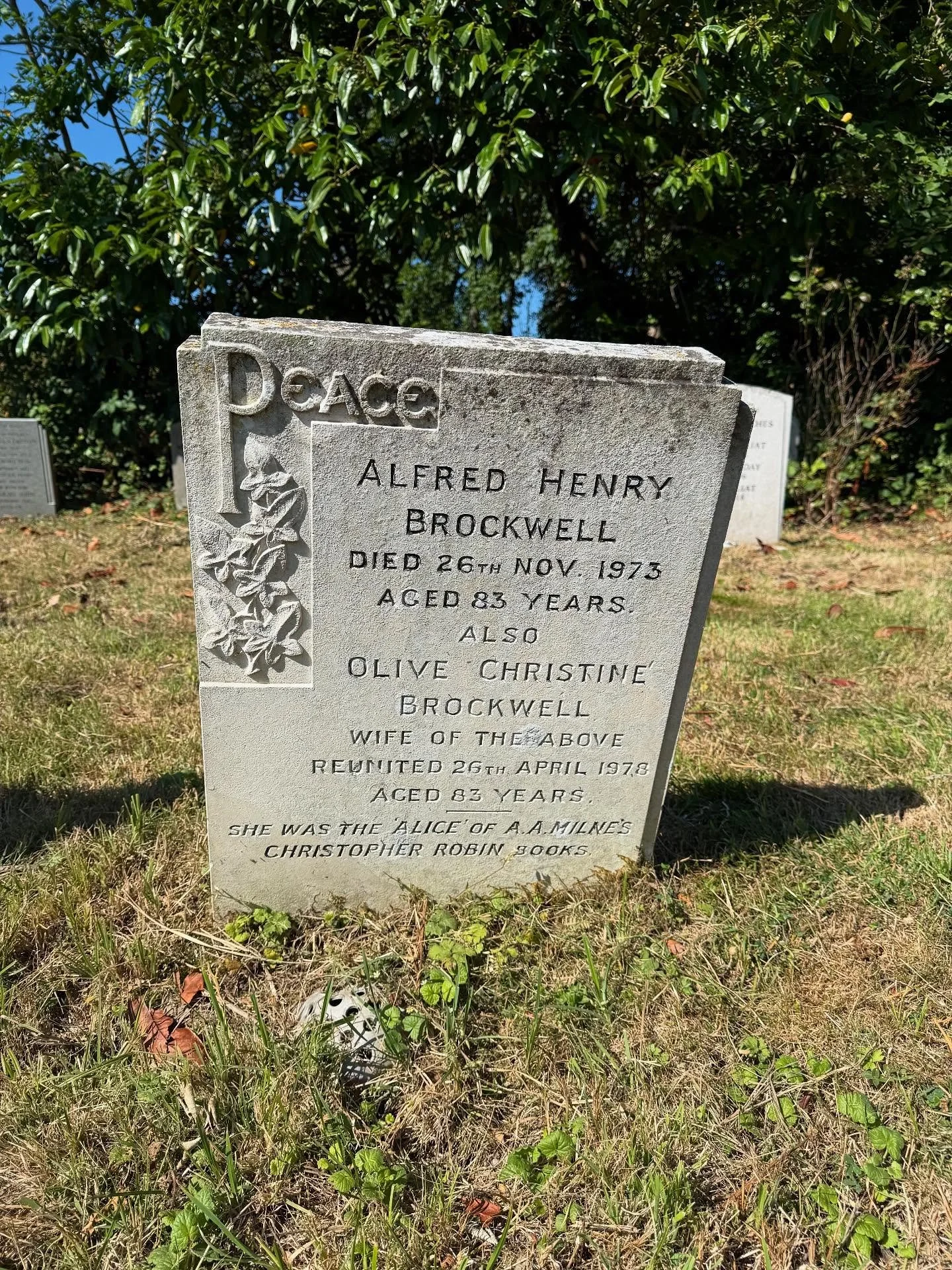 A recent one from St Laurence&rsquo; church in Guestling.
The character Alice of AA Milnes Christopher Robin books was based on Olive Christine Blackwell, who was employed as Christopher Robins family as his nanny. 
#whinniethepooh #christopherrobin 