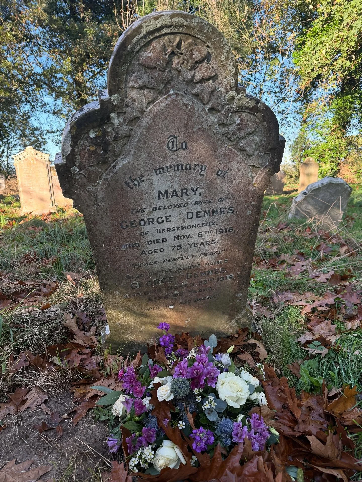 A recent one from All Saints Church in Herstmonceux. From a legal point of view the land owner (Whether a church or council cemetery) is responsible for the structural safety of any memorial due to health and safety reasons and the risk posed if a mo