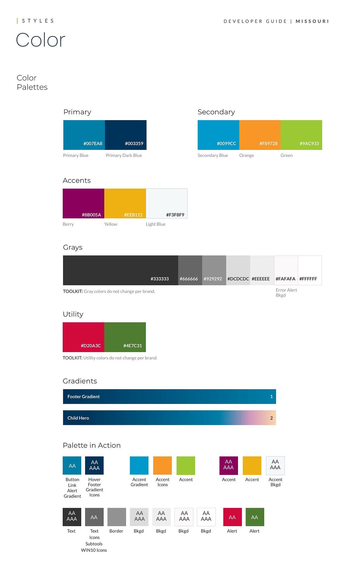 Refreshed color palette designed to improve visual contrast, brand consistency, and WCAG compliance.