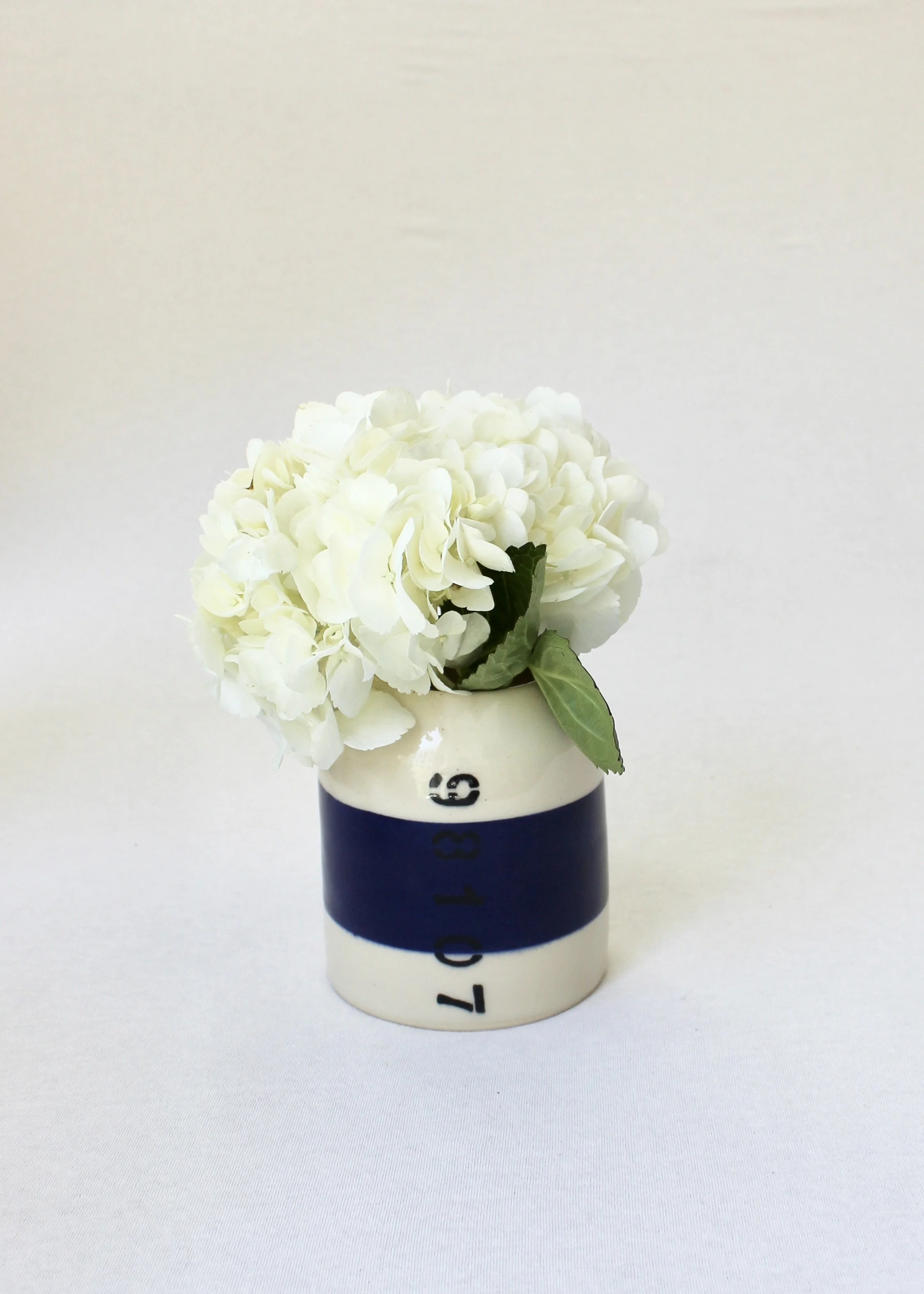 Buoy Vase - White & Navy Blue