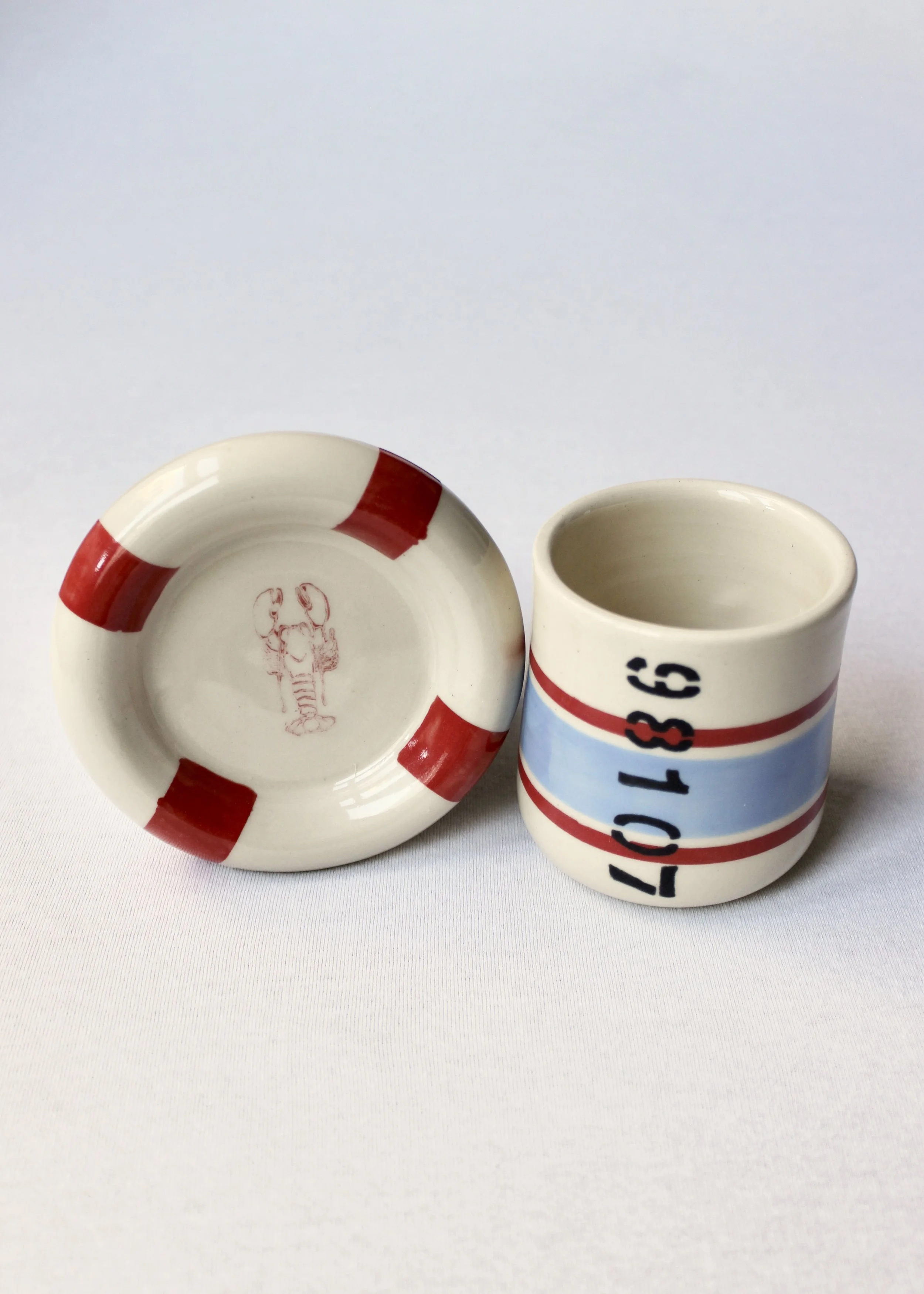 *Imperfect* Buoy Cup &  Coaster - Light Blue & Red