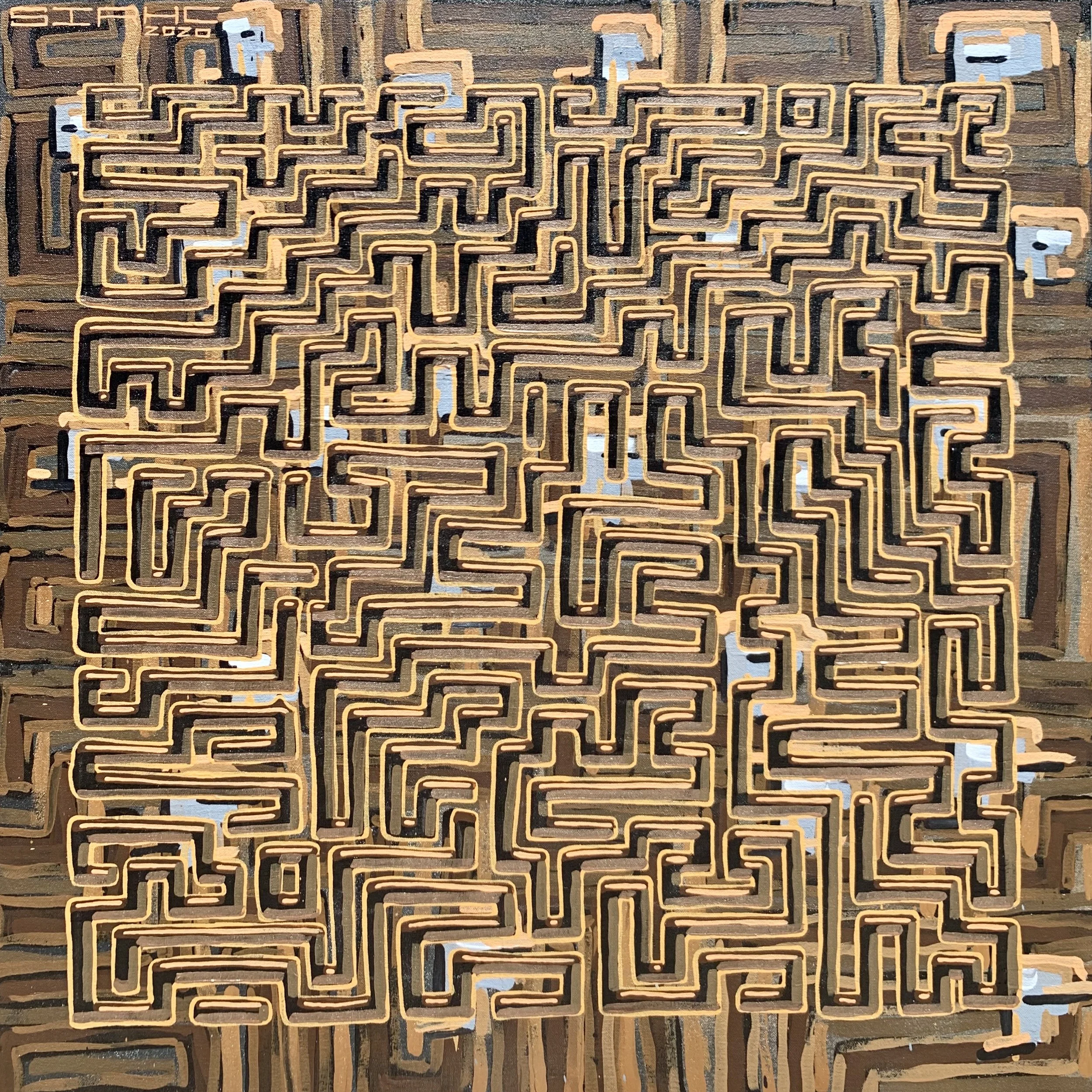 "BLM[Labyrinth]," 2020. Acrylic on canvas. 28x28. Private collection. 