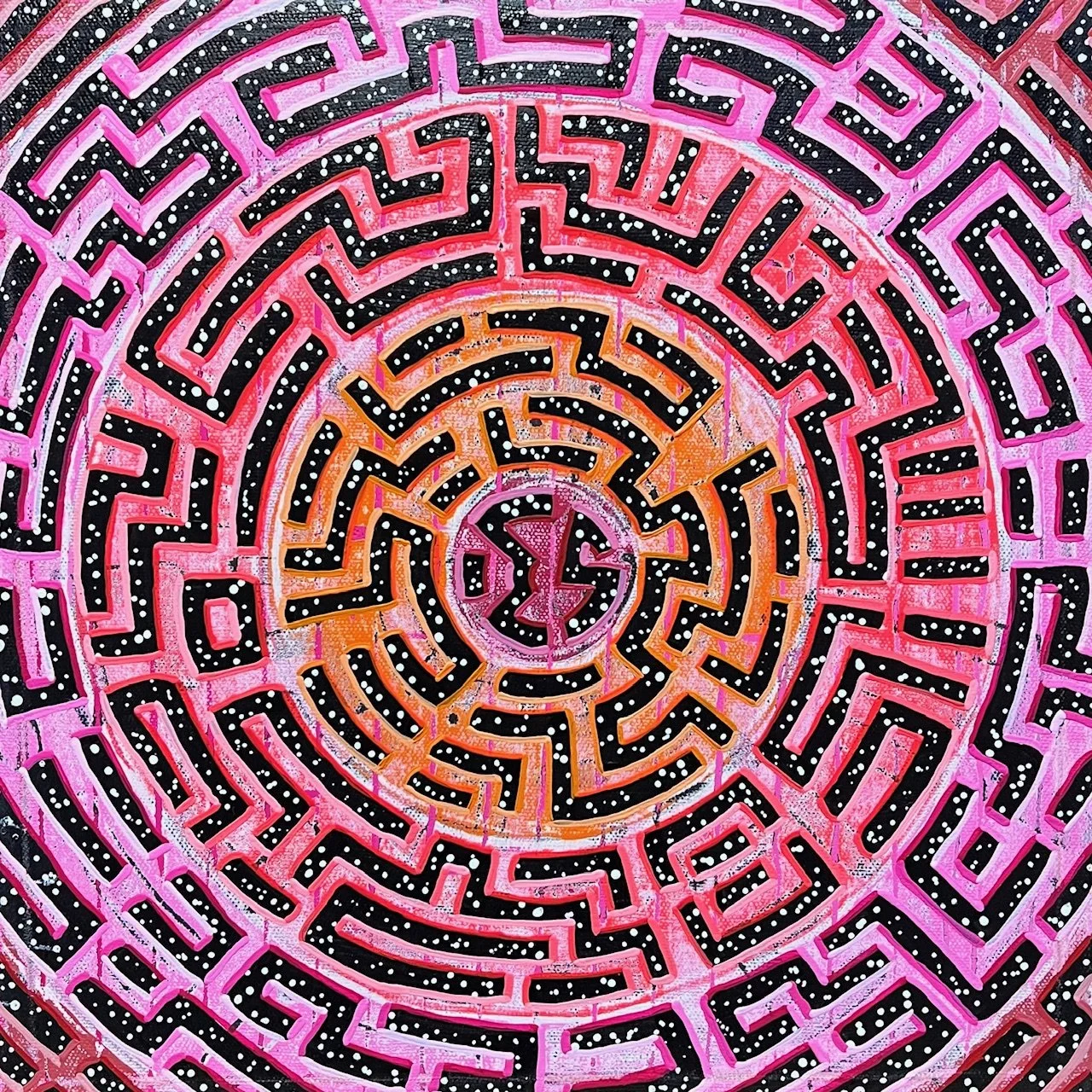 "Pink Pony Club" 2024. Acrylic on canvas. 12x12.