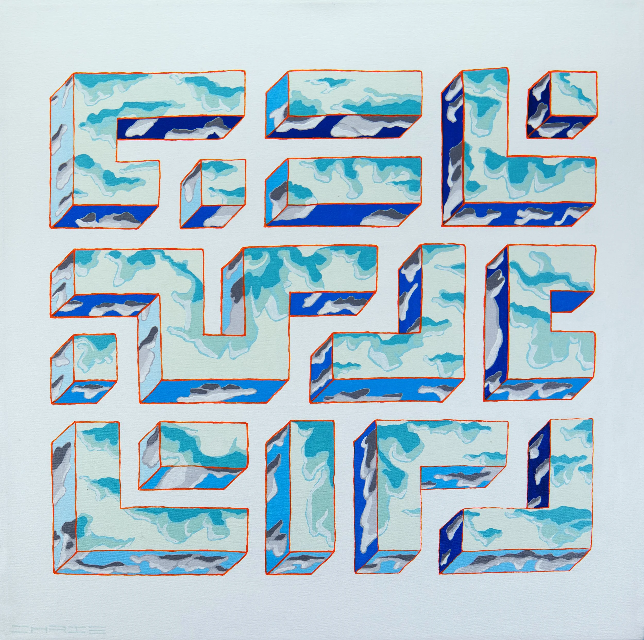"Building Clouds," 2025 Acrylic on canvas. 30x30. Available for purchase. 