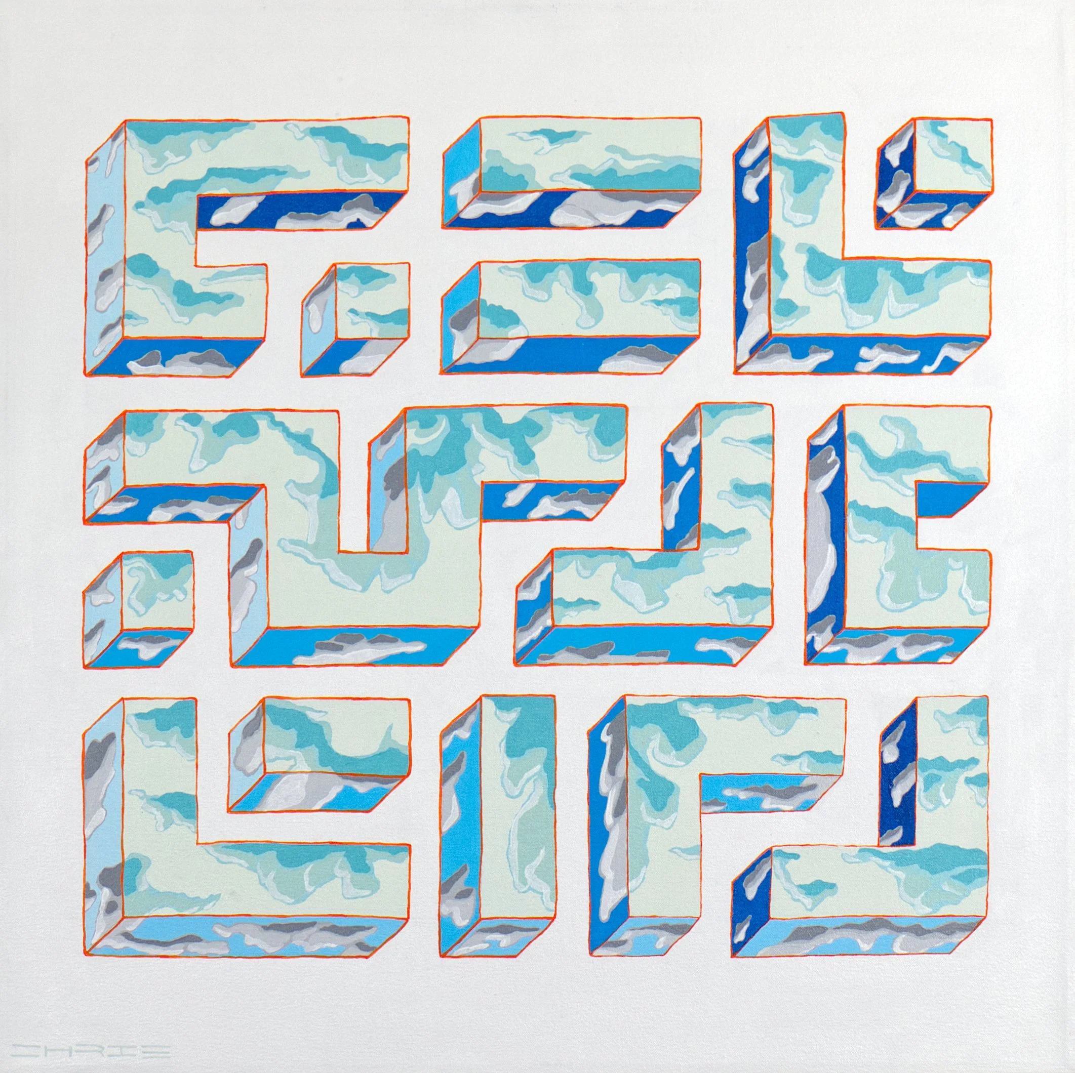"Building Clouds," 2025 Acrylic on canvas. 30x30. Available for purchase.