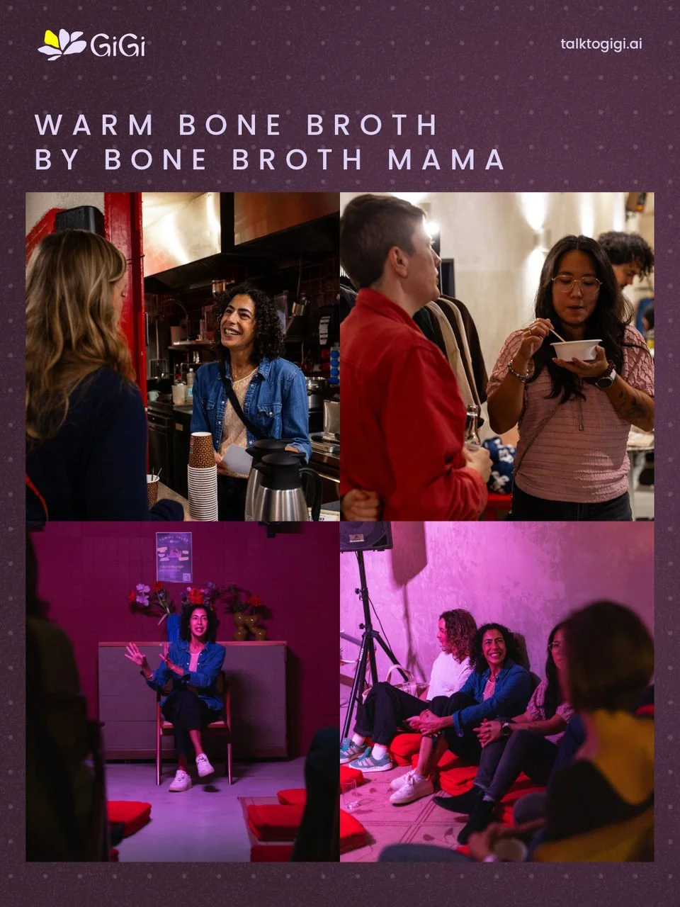 Warm bone broth by Bone Broth Mama served at Tummy Talks by Gigi in Amsterdam