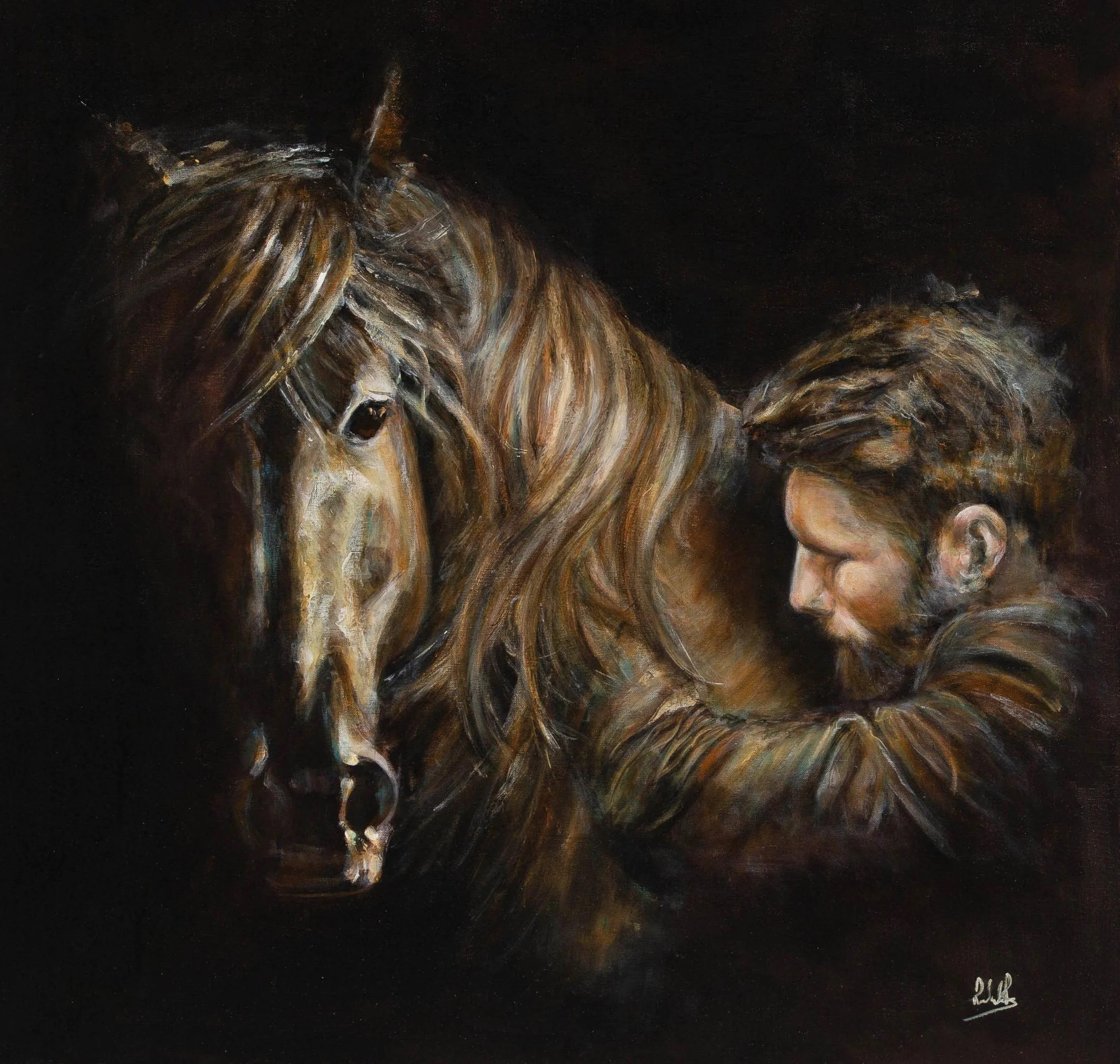 Equine Art - "Affinity" A quiet bond between horse and human, a contemporary interpretation of of traditional equestrian portraiture
A2 size 16.5 x 23.4 inches/420 x 594 mm
Hand Signed and numbered personally
Certificate of Authenticity
Archival qu