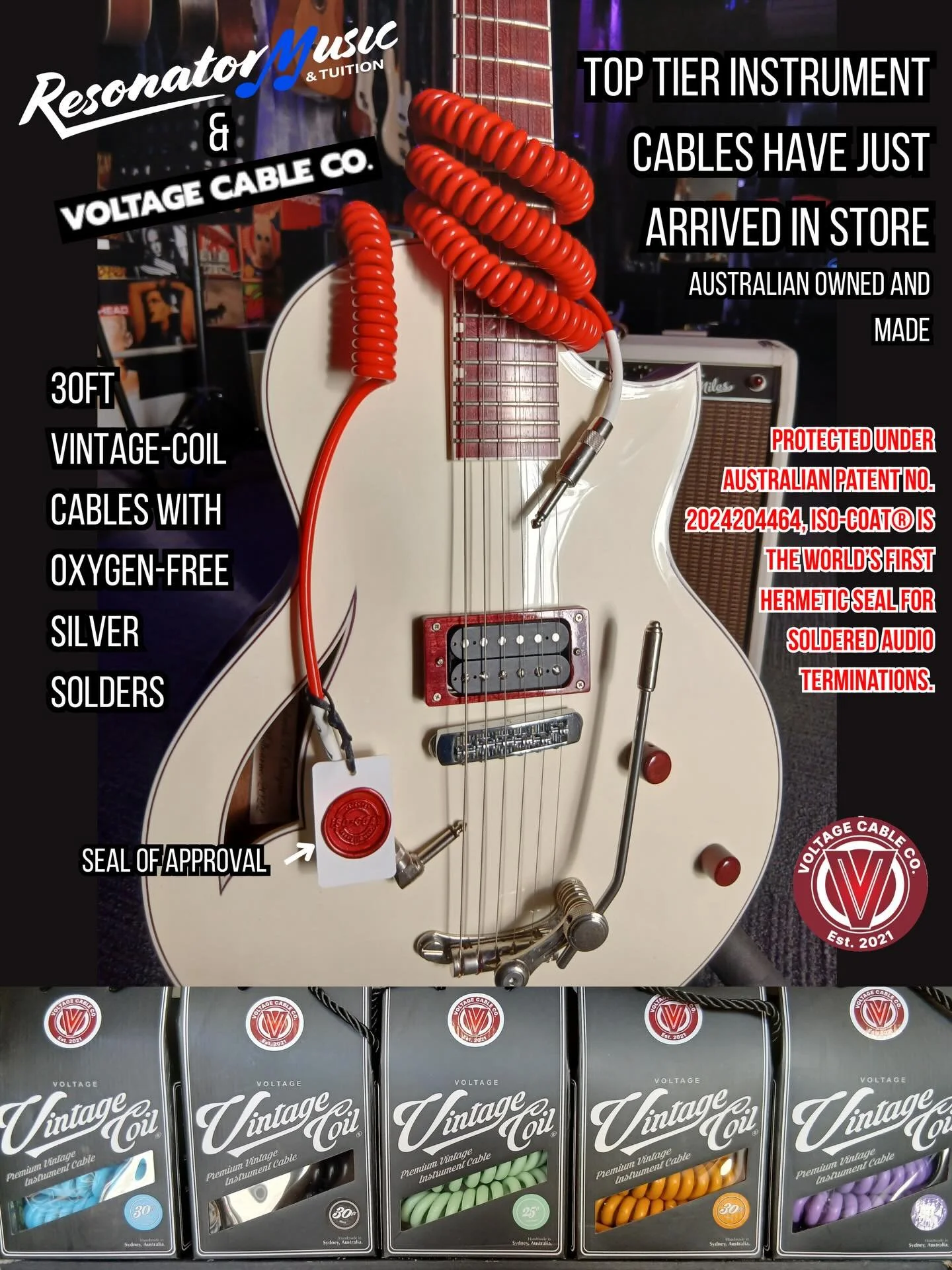 More than a little bit excited to land our first shipment of the magnificent @voltagecableco Curly cables&hellip; Having long been a fan of the classic vintage style, but very disappointed with Chinese made (and yet still very expensive!) cables from