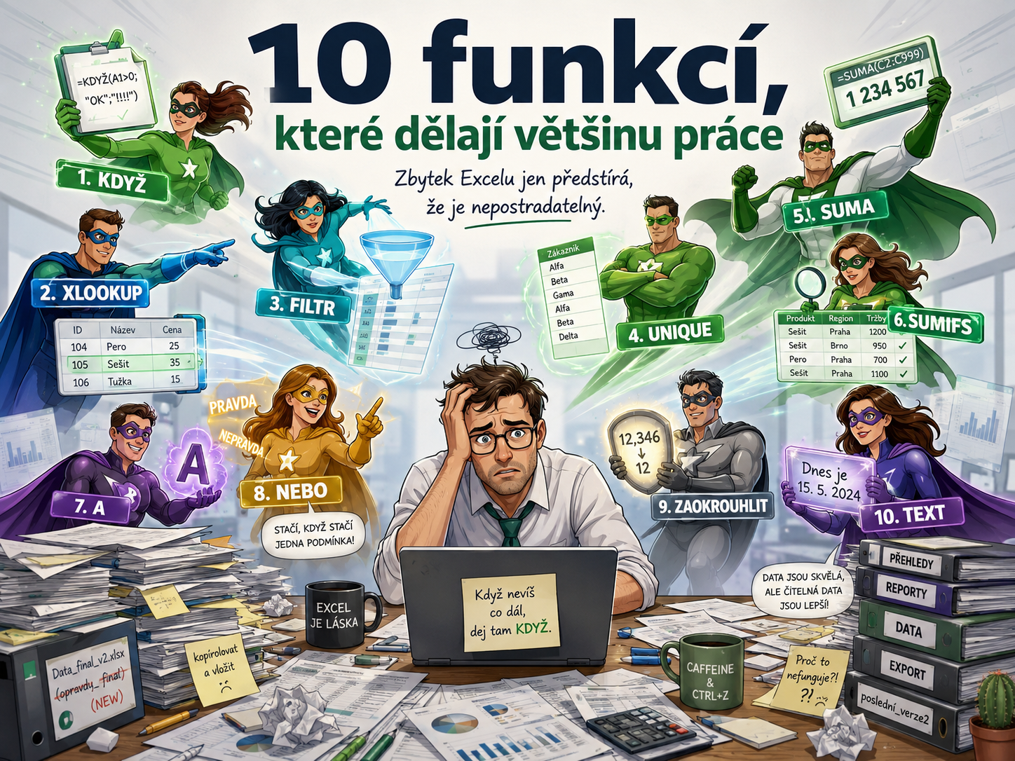 10 Excelových funkcí, které používám nejčastěji