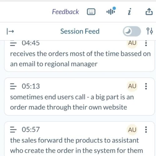User feedback transcripts