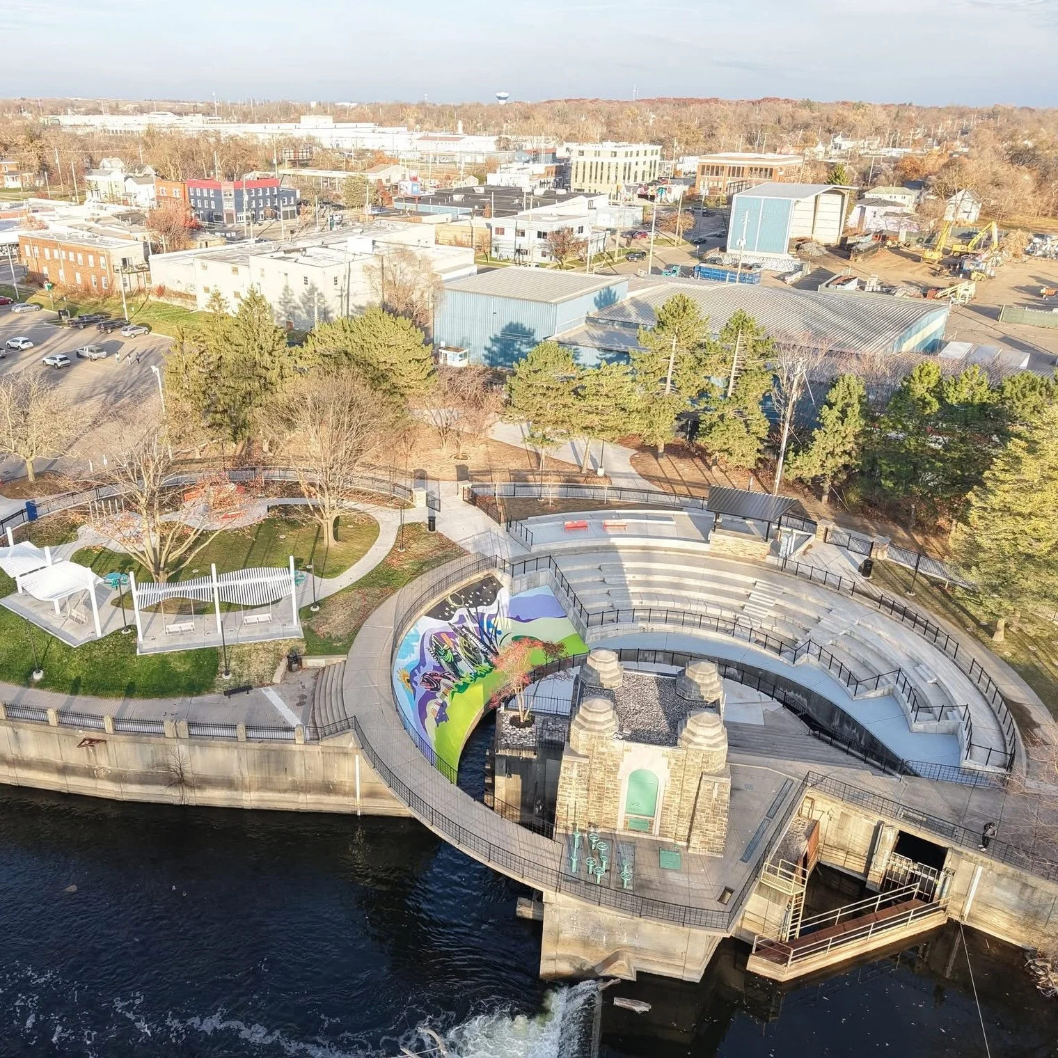 Sky-view image of Fish Ladder Music Park