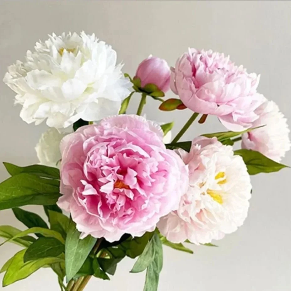 Real-touch-pink and white faux peonies
