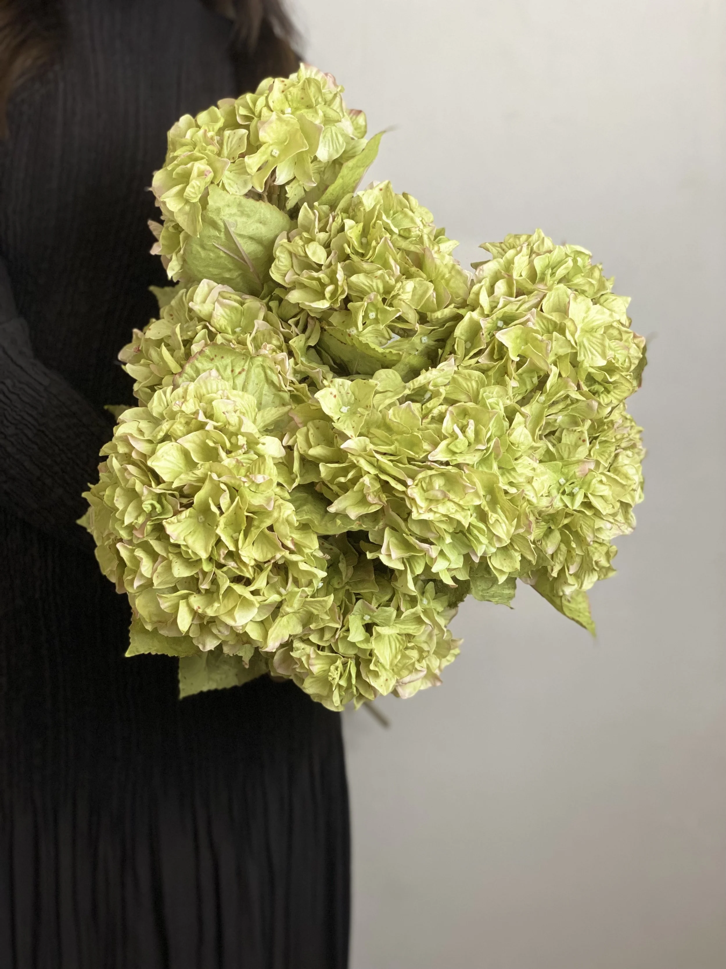 Artificial-faux-hydrangea-flowers-green