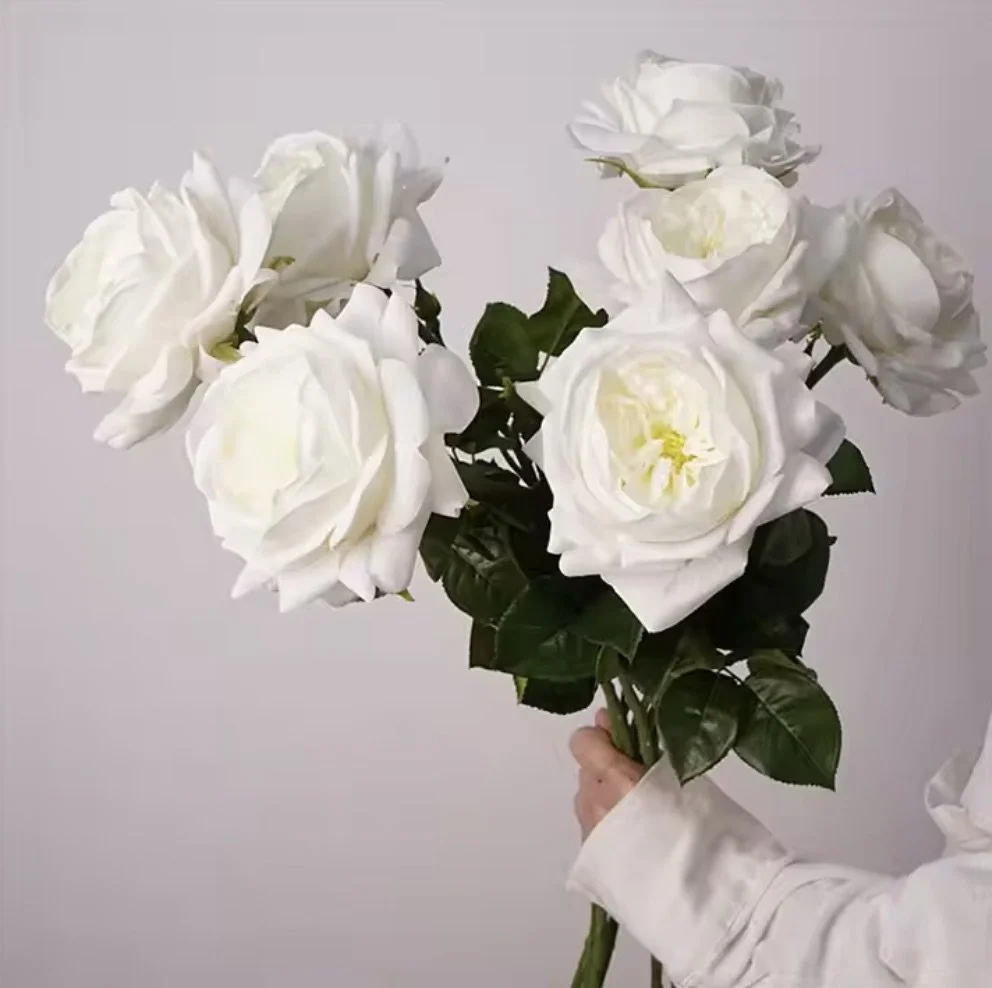 Premium Artificial Rose Stem, White