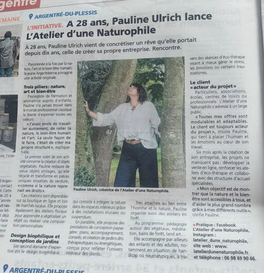 🌿✨ &Agrave; l&rsquo;honneur dans le journal ! ✨🌿

Je suis ravie de partager avec vous que L&rsquo;atelier d&rsquo;une Naturophile a &eacute;t&eacute; mis &agrave; l&rsquo;honneur dans le journal local ! 📰💚 Un grand merci pour cette belle reconnai