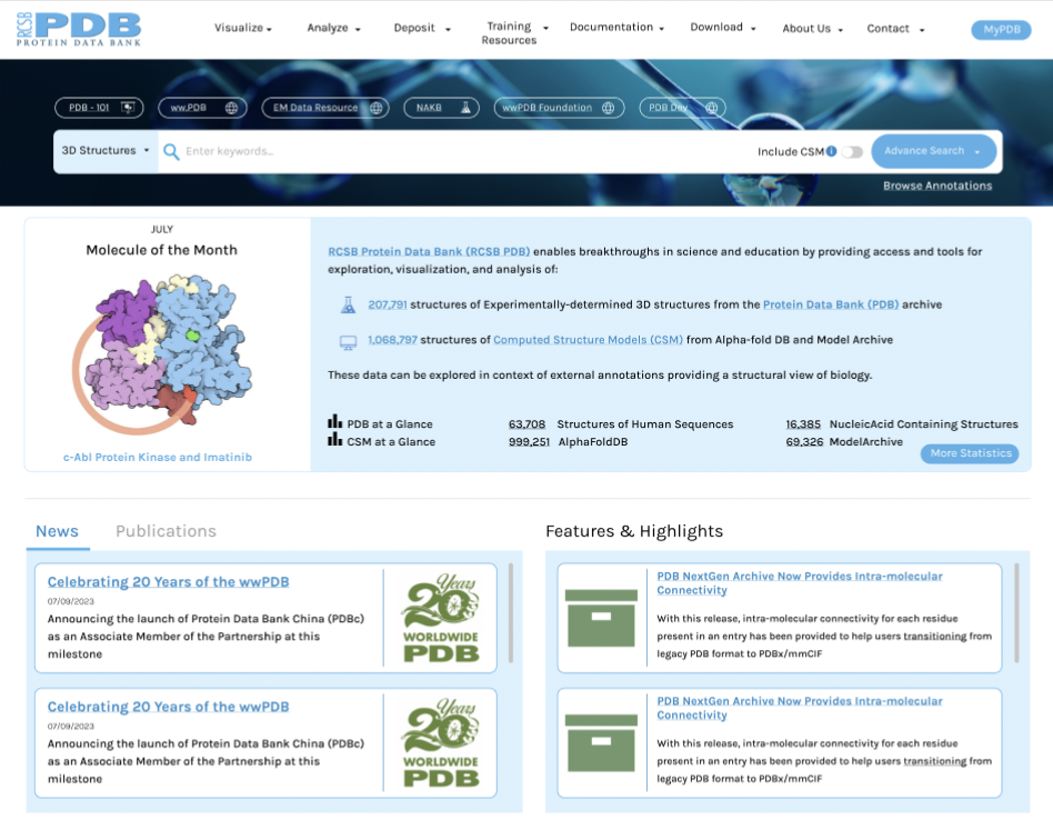 Figma mockup of a potential revision for the PDB website