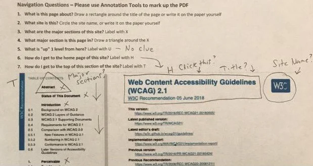 Sample of a pen and paper navigation stress test
