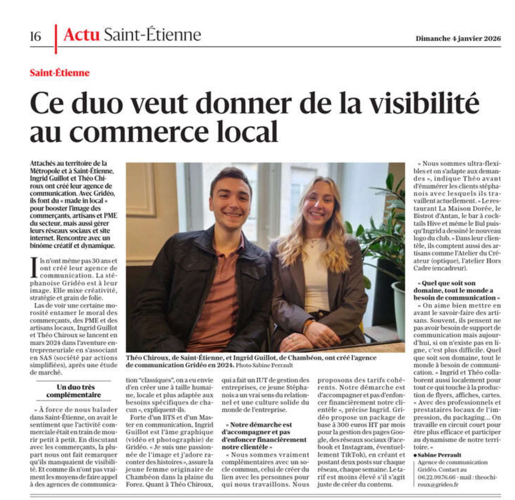 Gridéo à l’honneur dans Le Progrès : une belle mise en lumière du commerce local