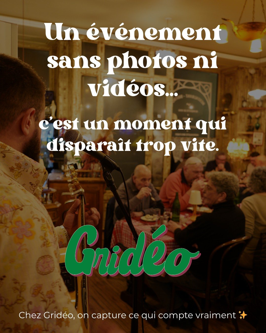 📸🎥 Capturez vos moments importants

Un &eacute;v&eacute;nement passe vite&hellip; mais les images restent.

Chez Grid&eacute;o, nous proposons la prise de photos et de vid&eacute;os pour vos &eacute;v&eacute;nements : soir&eacute;es, inaugurations,