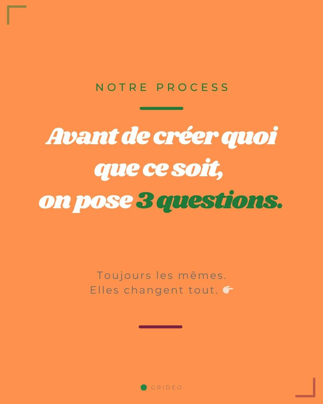Avant de cr&eacute;er quoi que ce soit pour un client, on pose toujours 3 questions. Toujours les m&ecirc;mes. Swipe pour les d&eacute;couvrir. 👉

Parce qu'une communication sans direction, c'est du budget gaspill&eacute; et du temps perdu.

Objecti