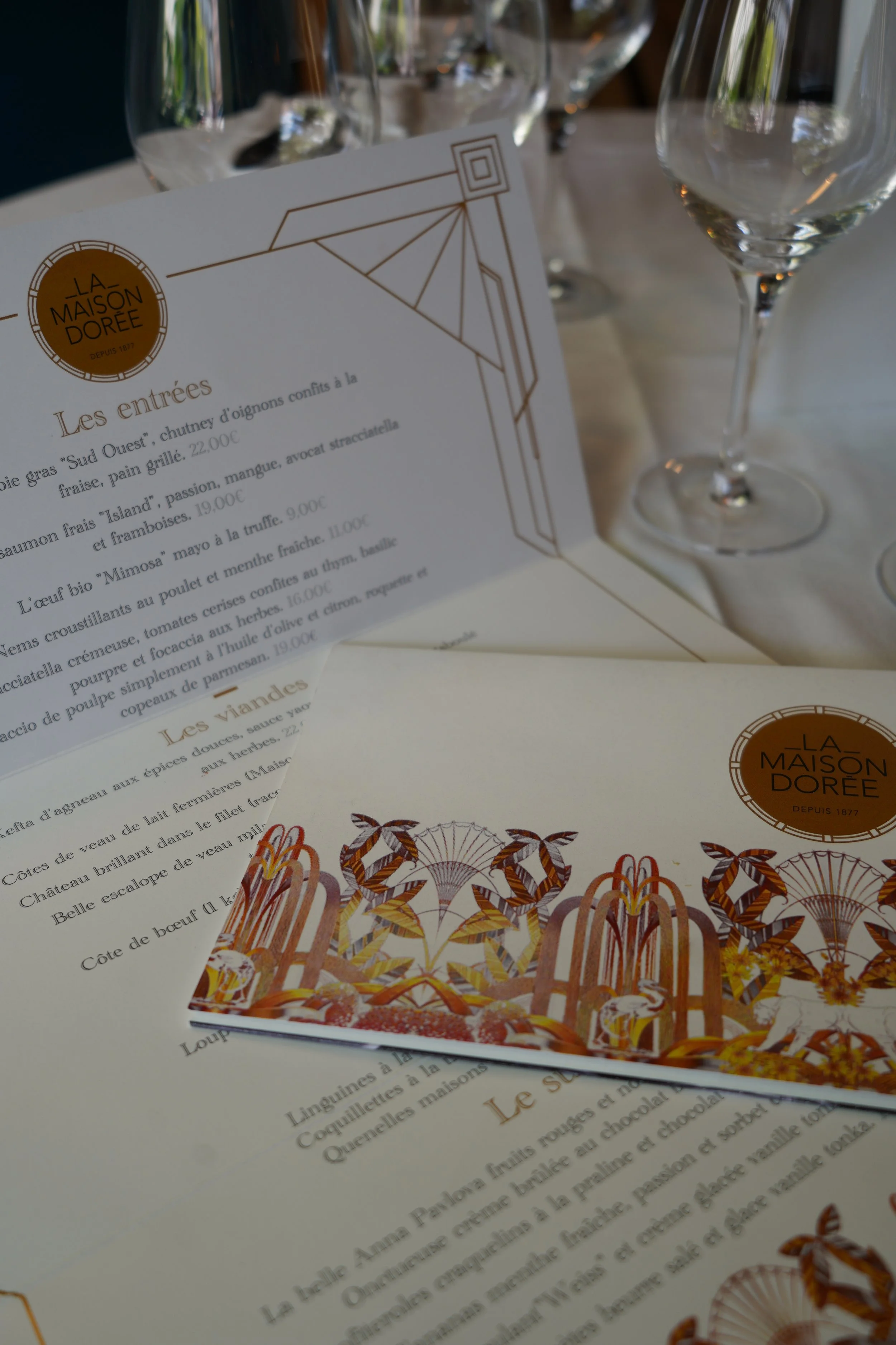 Carte de menu de la Maison dorée, Saint etienne Loire 42