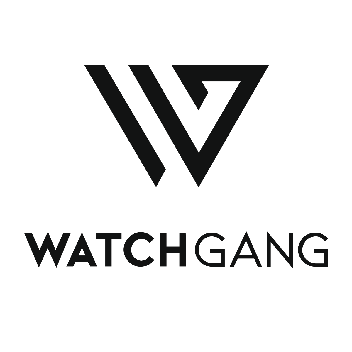 Black and white logo of Watch Gang with a stylized letter V above the text.