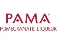 PAMA Pomegranate Liqueur logo in red text on a white background.