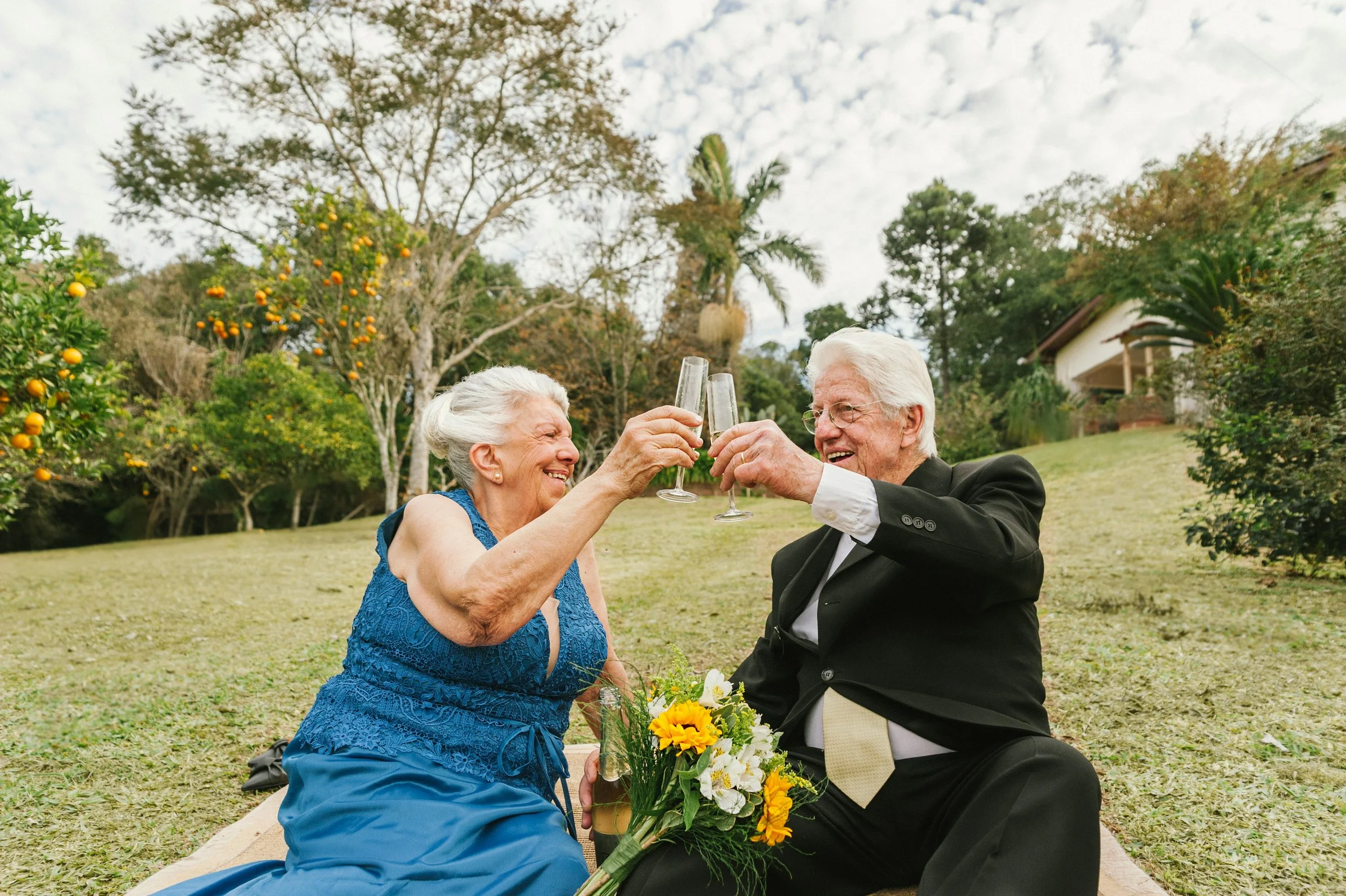 Older couple celebrating an anniversary