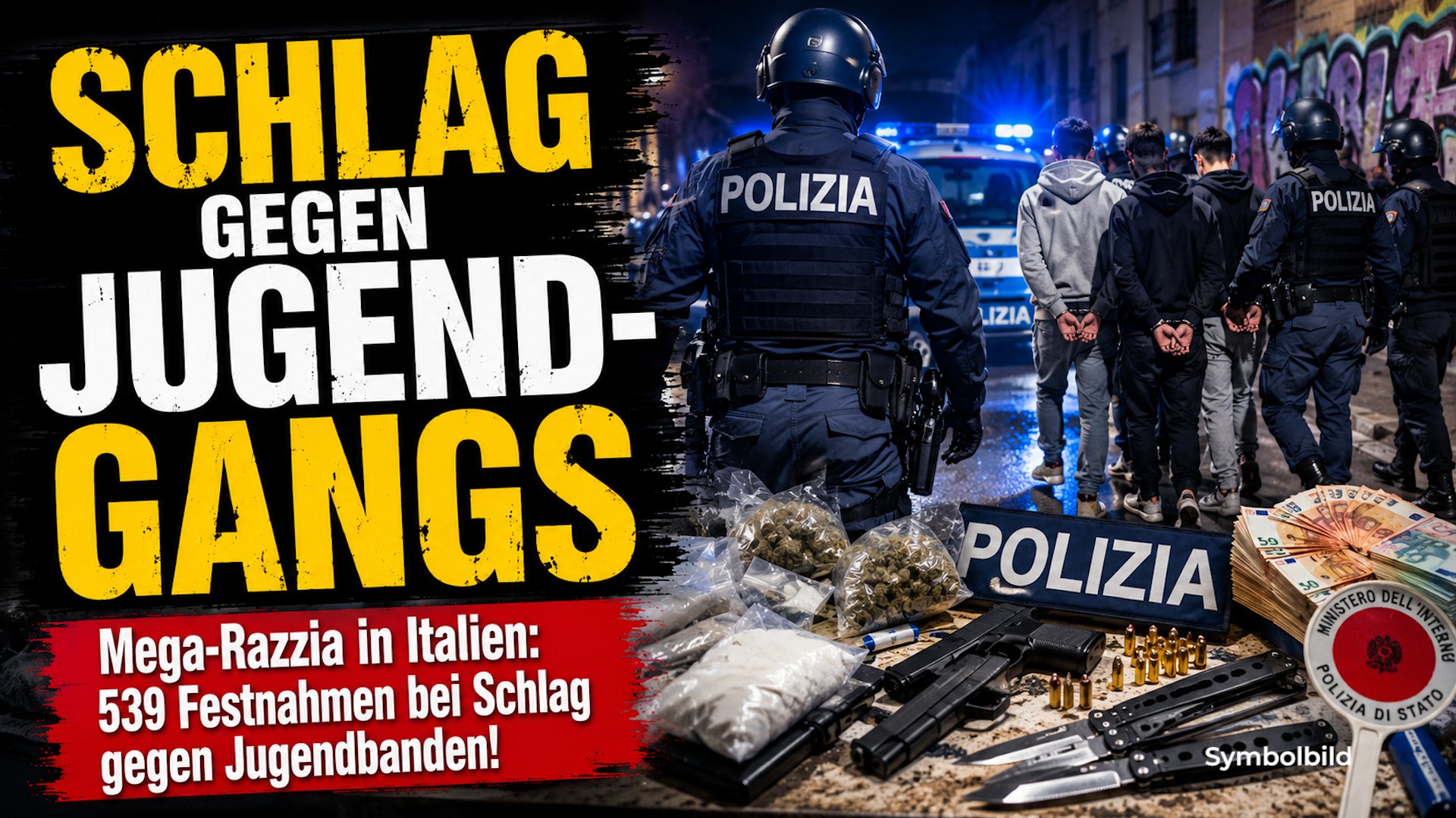 Schlag gegen Jugend-Gangs - 539 Festnahmen bei Mega-Razzia in Italien
