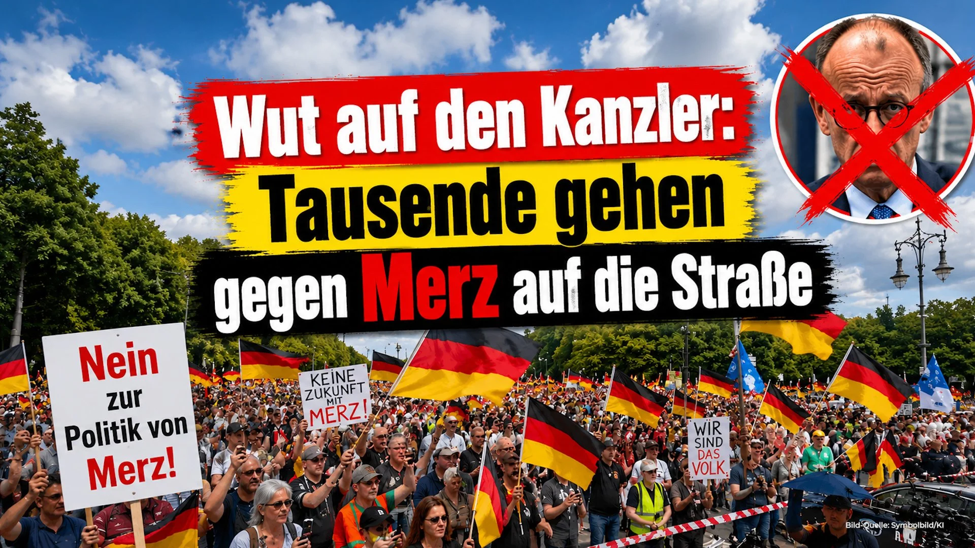 Wut auf den Kanzler: Tausende gehen gegen Merz auf die Straße