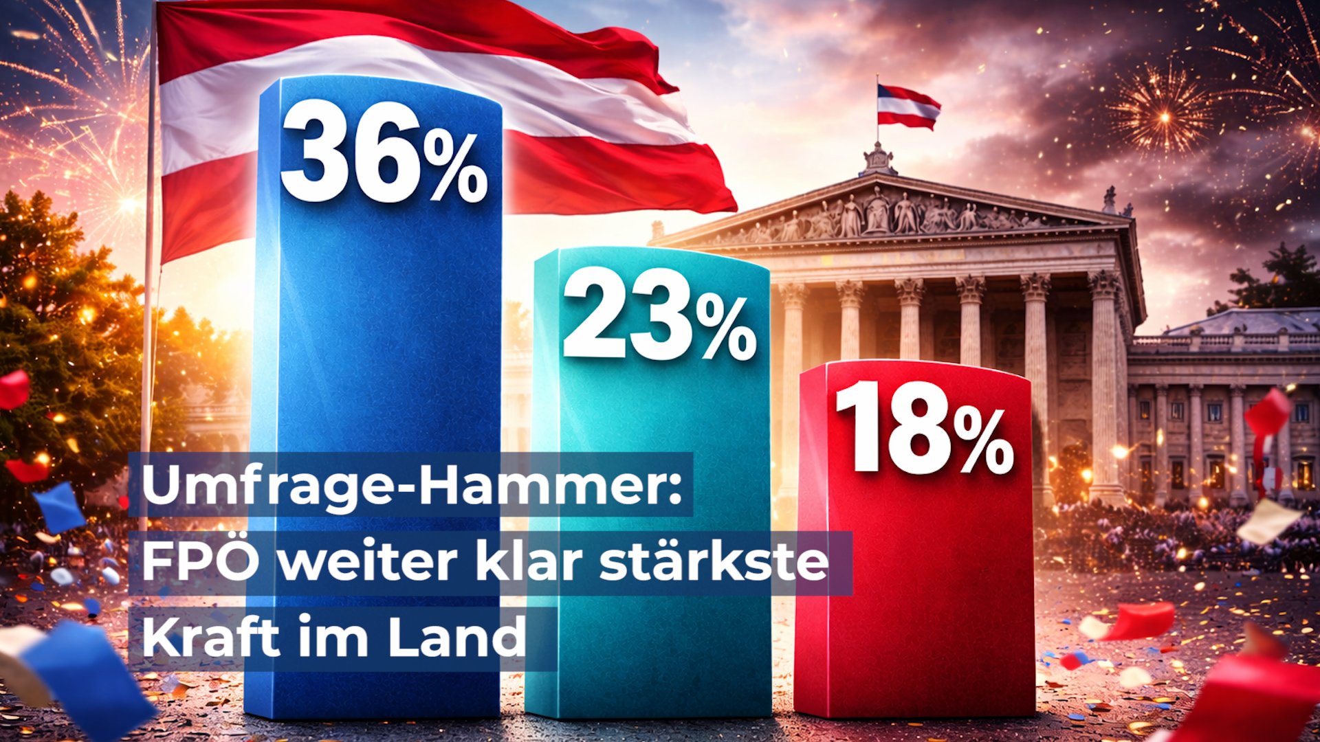 Umfrage-Hammer: FPÖ weiter klar stärkste Kraft im Land