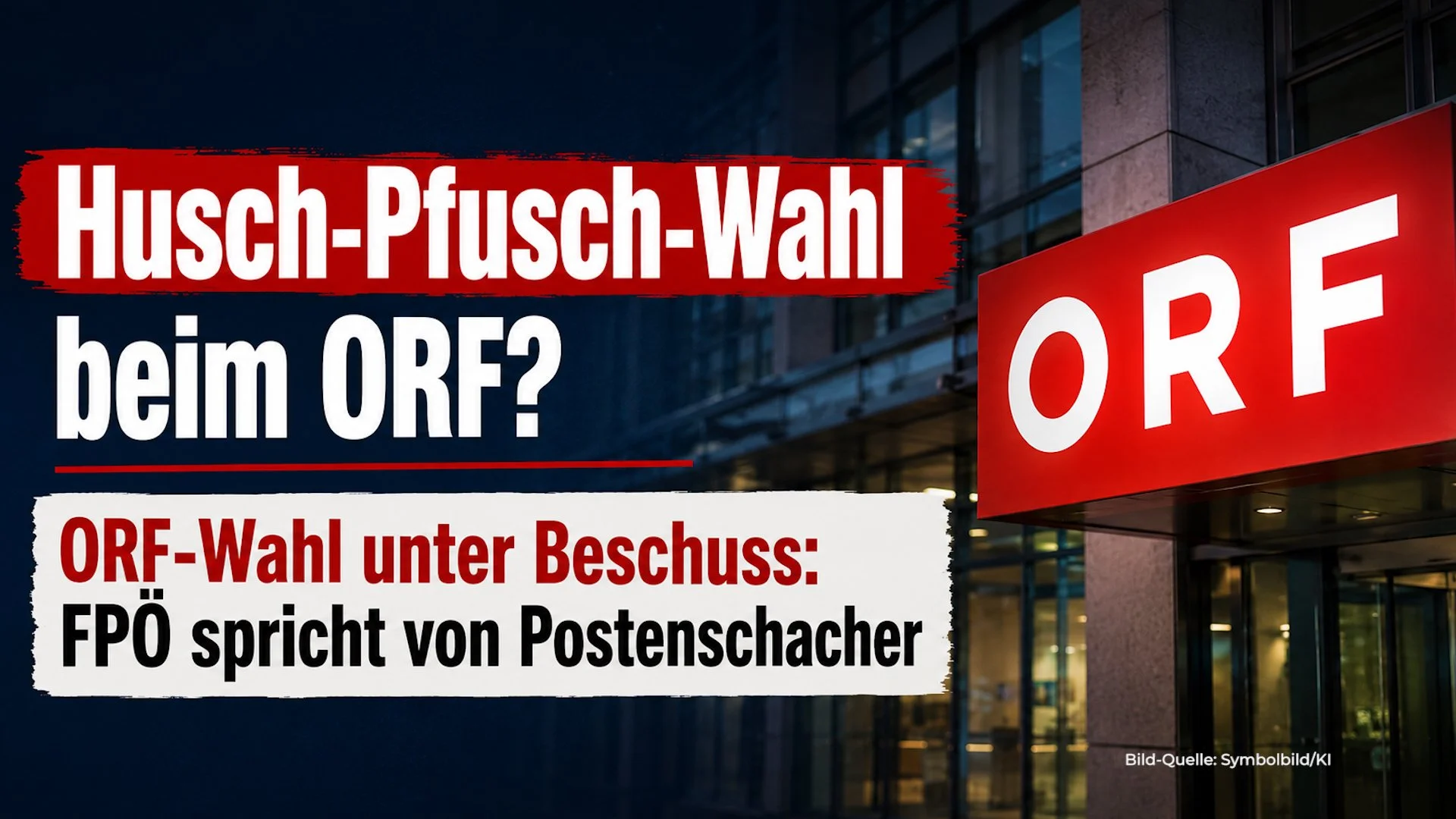 Husch-Pfusch-Wahl beim ORF? - ORF-Wahl unter Beschuss: FPÖ spricht von Postenschacher