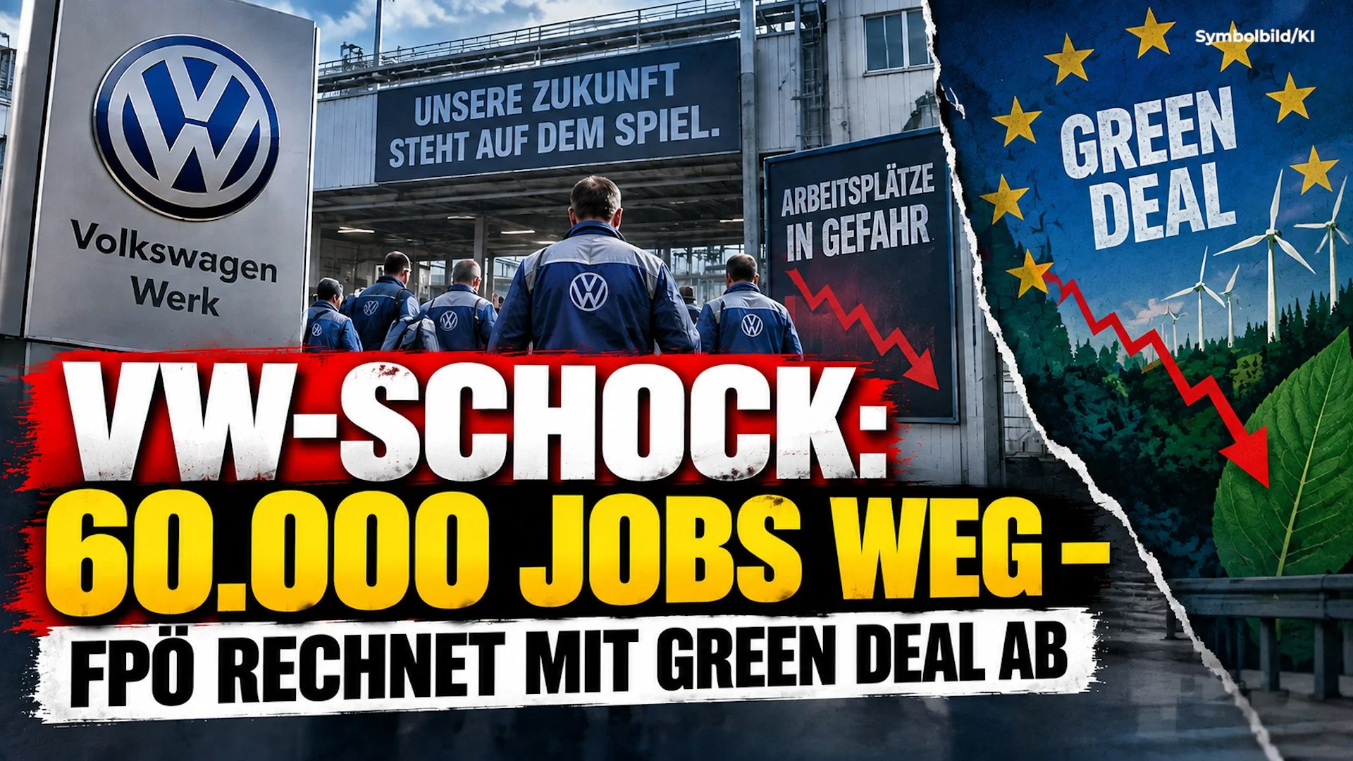VW-Schock: 60.000 Jobs weg – FPÖ rechnet mit Green Deal ab
