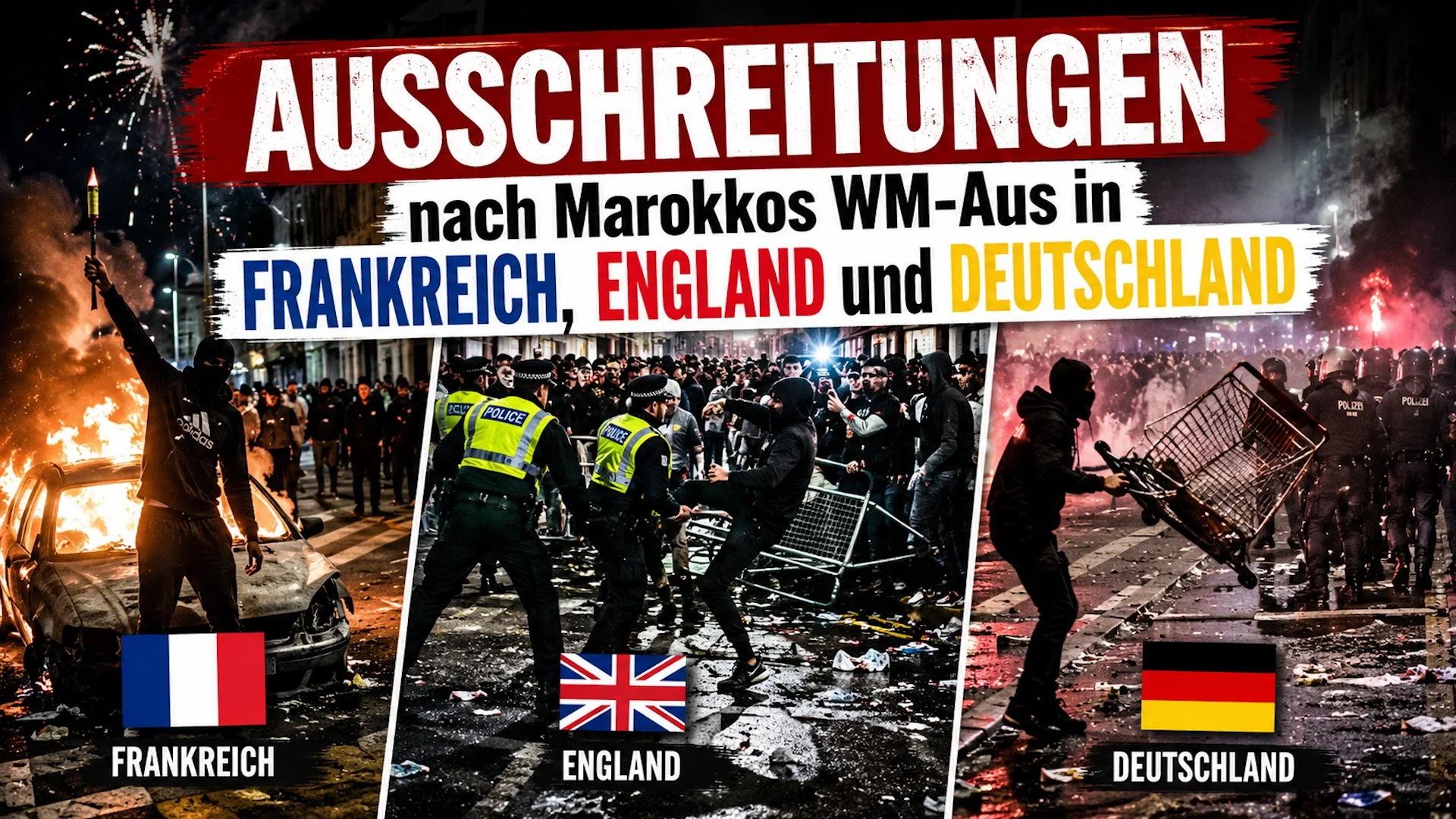 Migranten-Randale nach Marokkos WM-Aus in Frankreich, England und Deutschland