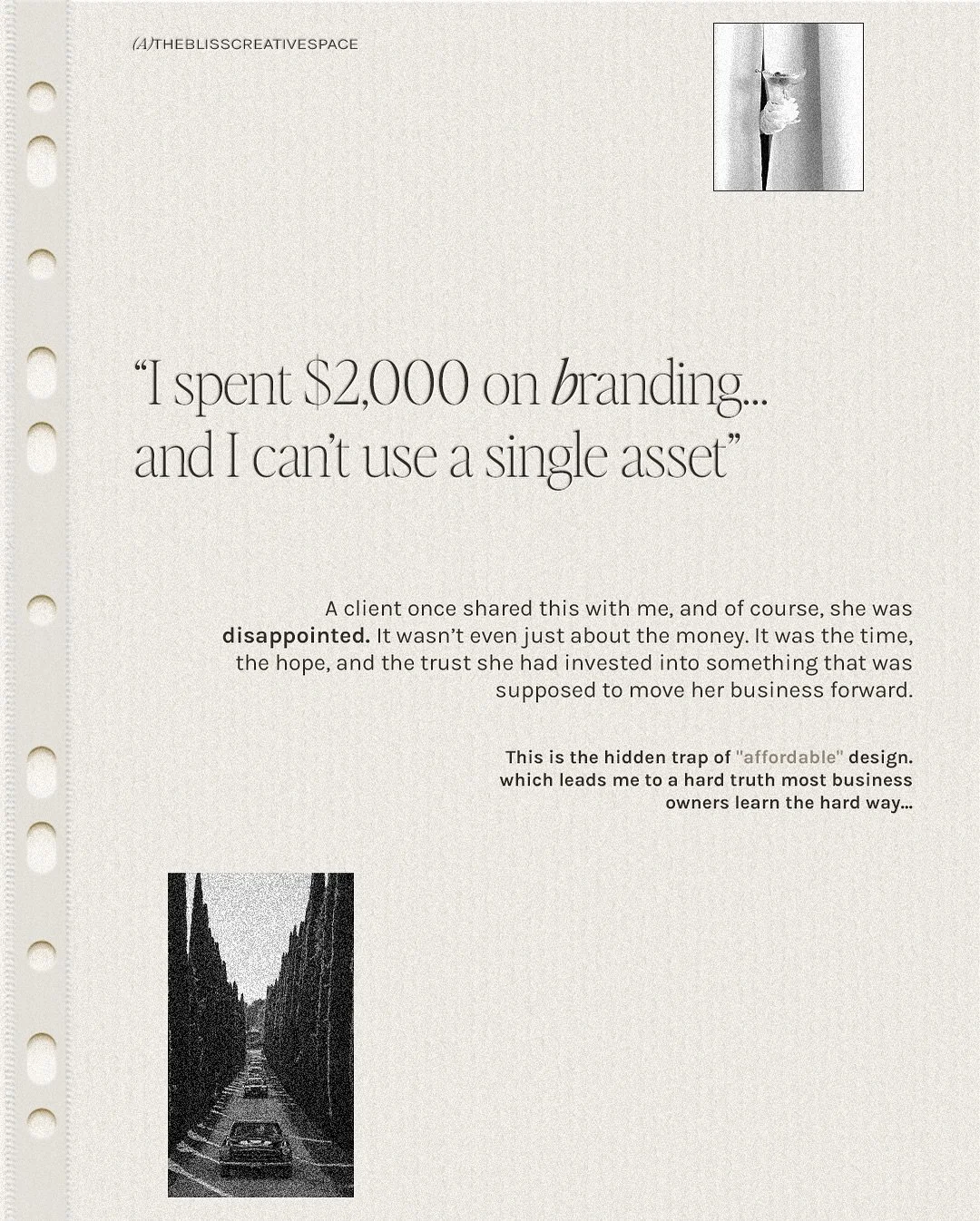 Great branding is expensive.
Bad branding is expensive too.

One is an investment. It buys you clarity, confidence, and consistency.

The other is a cycle. It keeps you second-guessing, redoing, shrinking, and starting over.

One builds equity.
The o