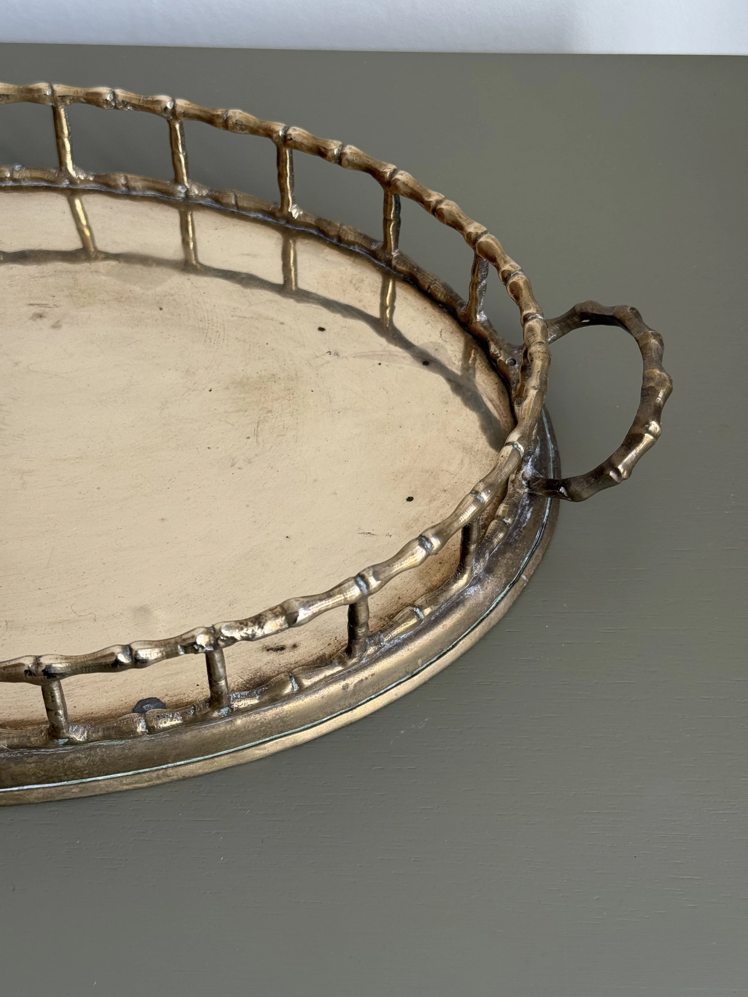 Small Faux Bamboo Brass Tray