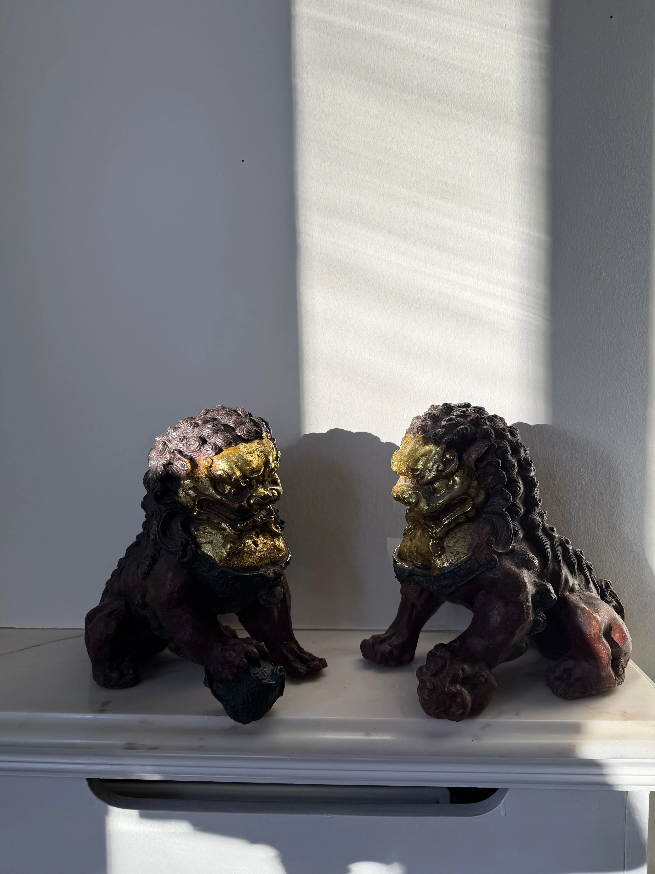 Cast Iron Temple Lions