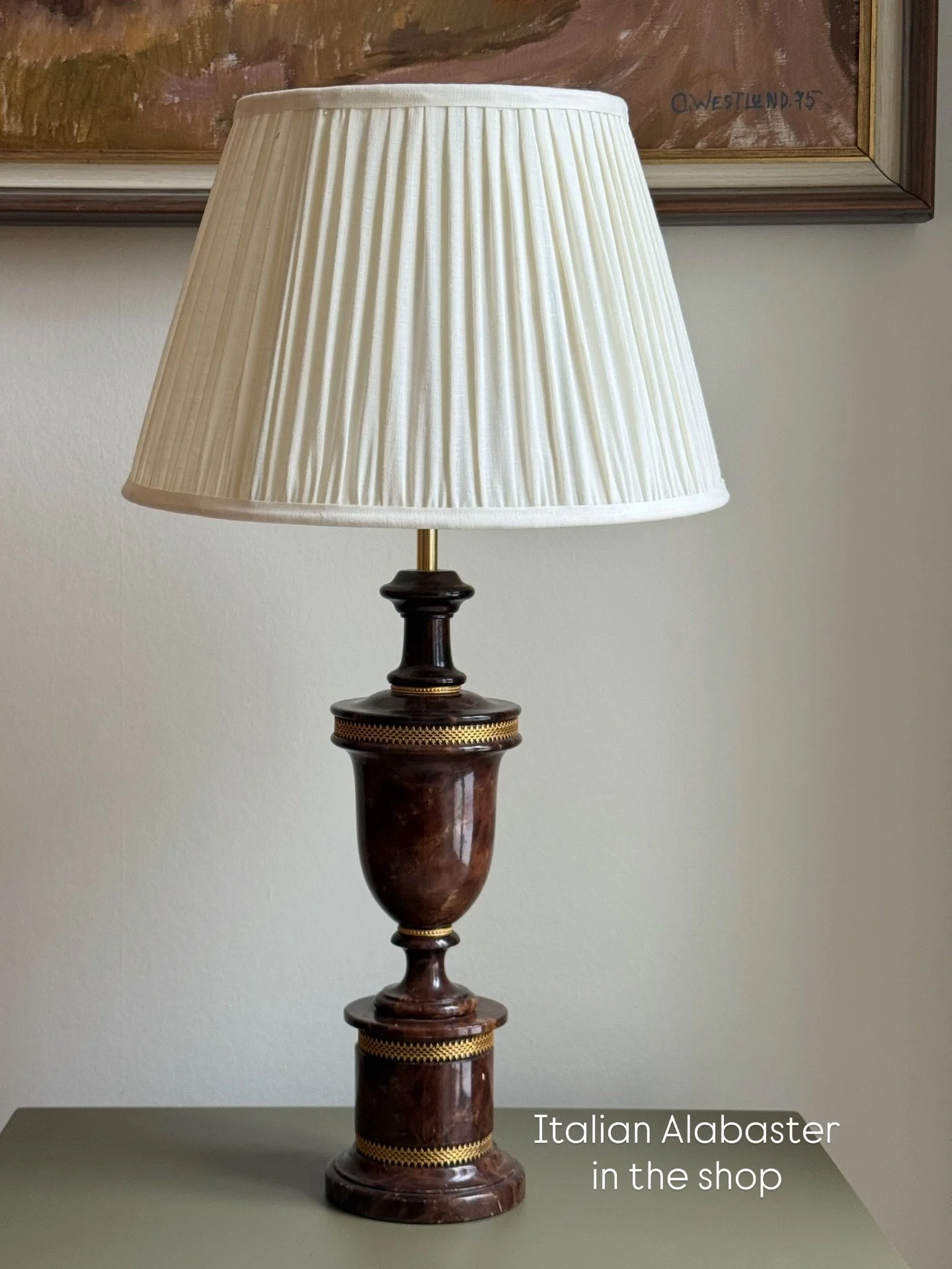 A study in vintage Italian alabaster &mdash; weight, warmth, restraint.
Now available.

Timeless interior, English home, English interior, House &amp; Garden, Vintage art, Home Decor, Lamps, Antique, Candles, Drawing Room