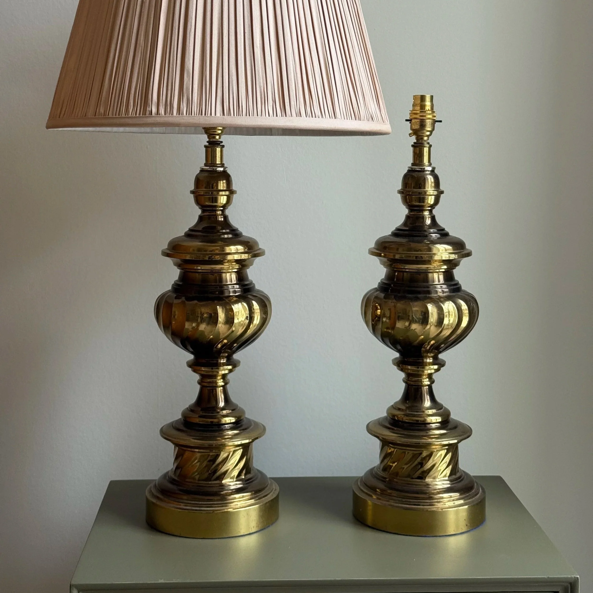 A Pair Of Vintage Brass Lamps