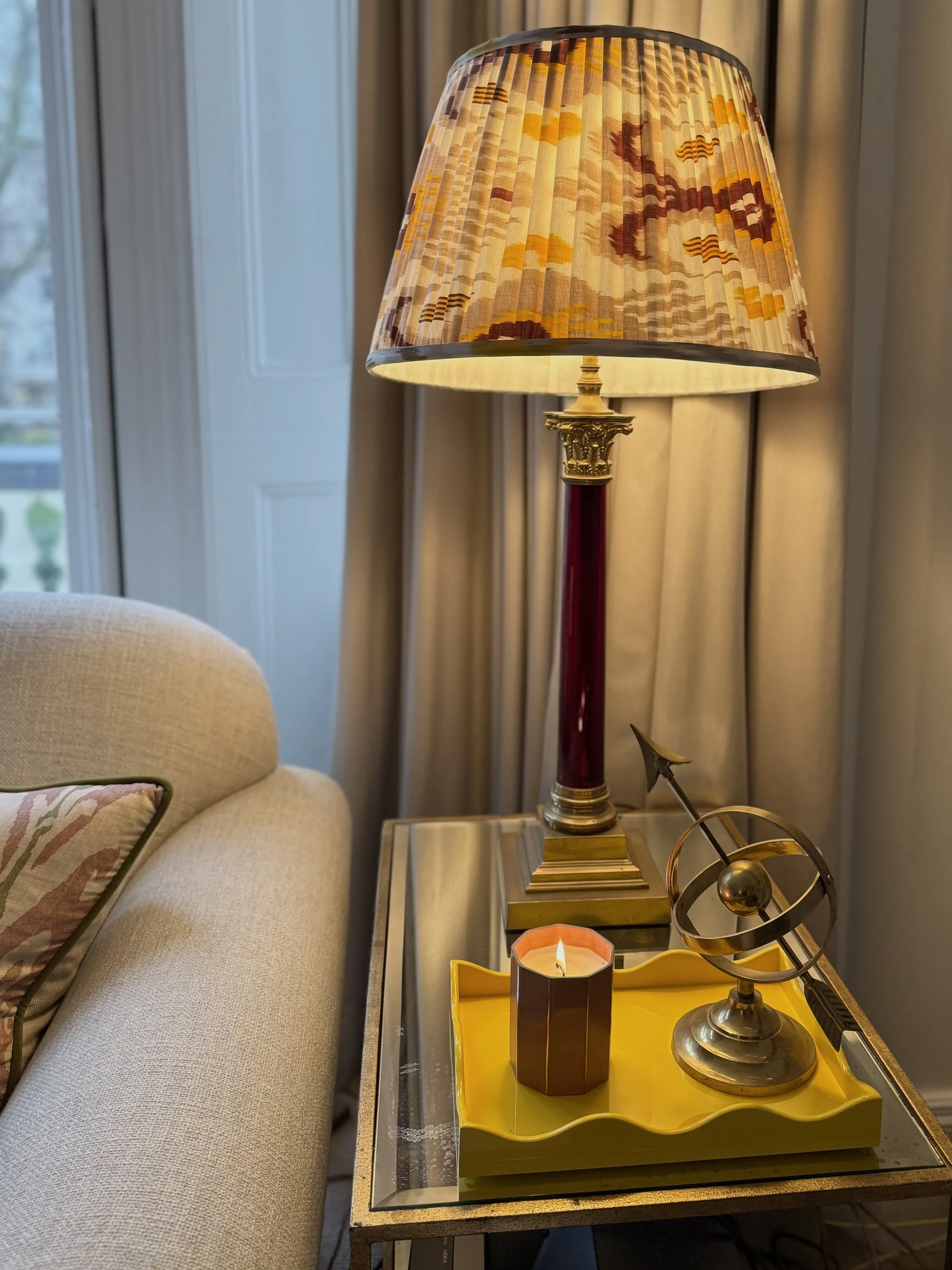 Corinthian Column Red Glass Lamps