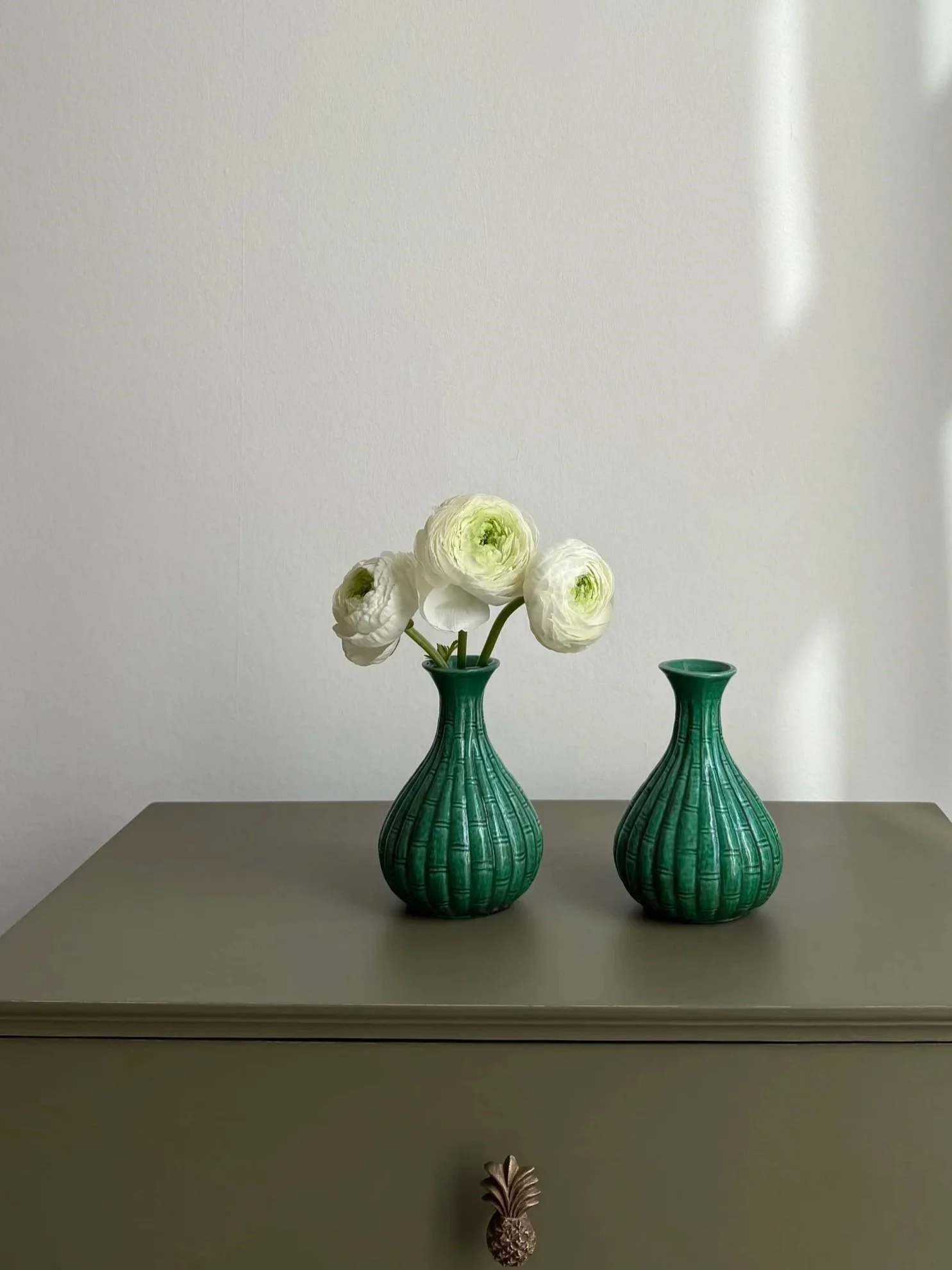Green Faux-bamboo Vases