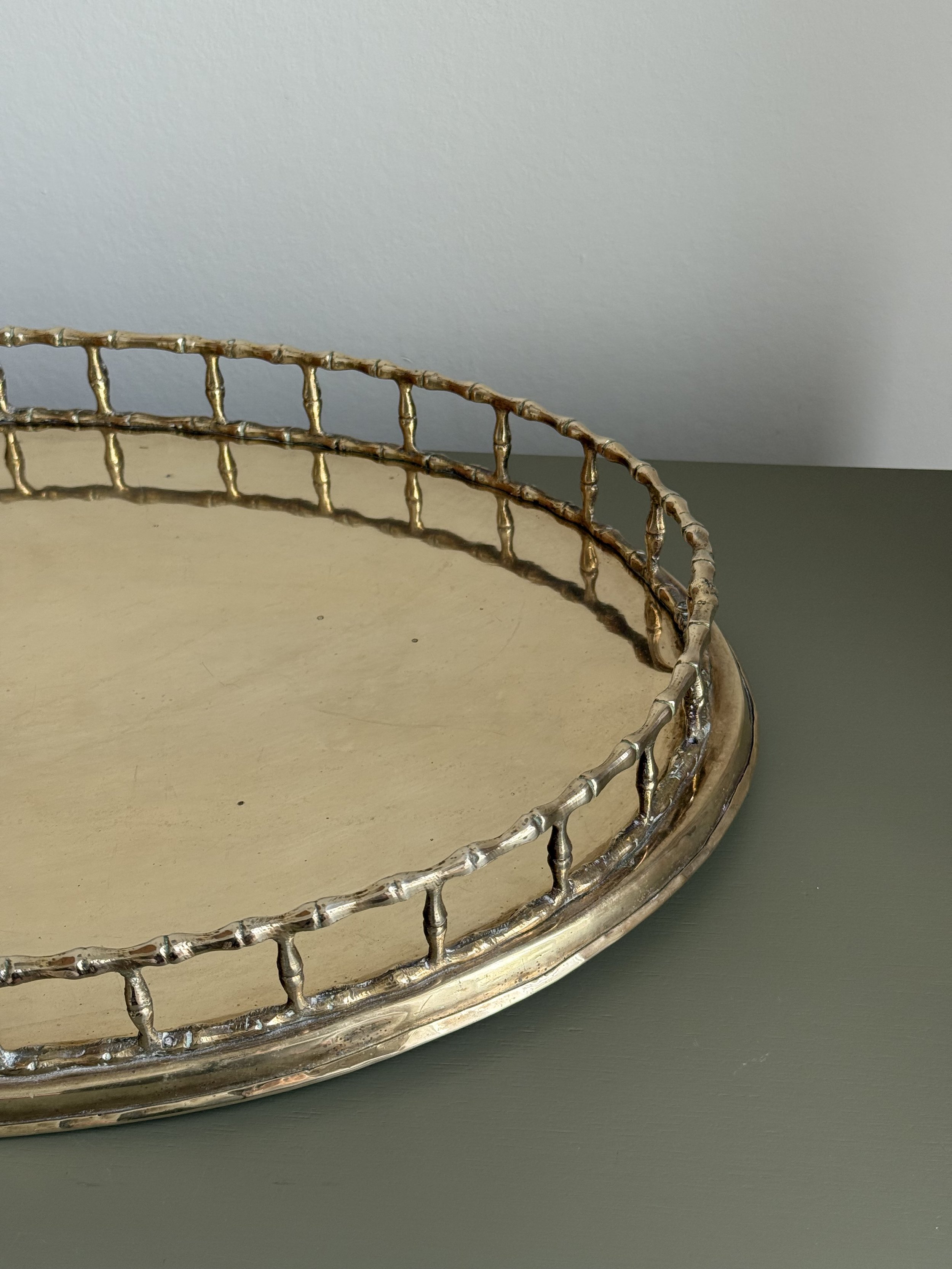Large Faux Bamboo Brass Tray